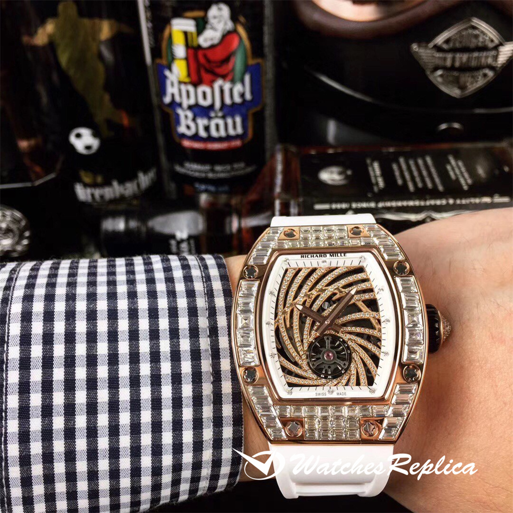 Richard Mille Starry Cech Square Diamond + Swarovski Super Diamond Version Orologi Replica-5