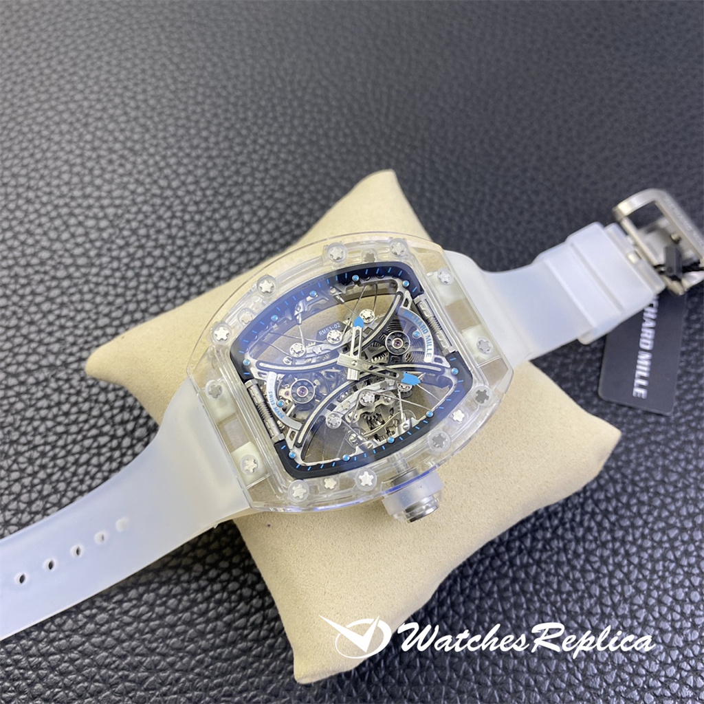 Perfetto Top Richard Mille RM053-02 Polo Tourbillon Transparent Crystal Series Orologi Replica-2