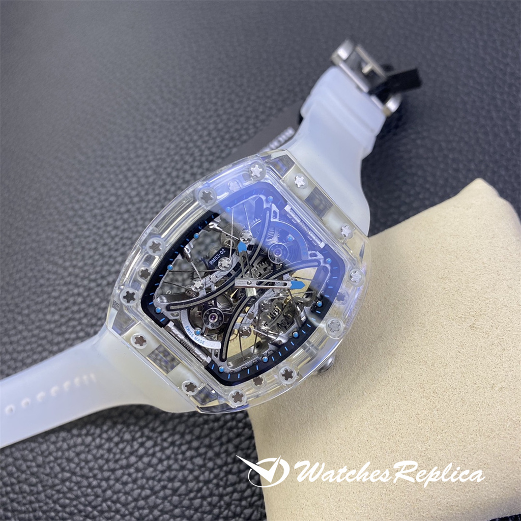 Perfetto Top Richard Mille RM053-02 Polo Tourbillon Transparent Crystal Series Orologi Replica-5
