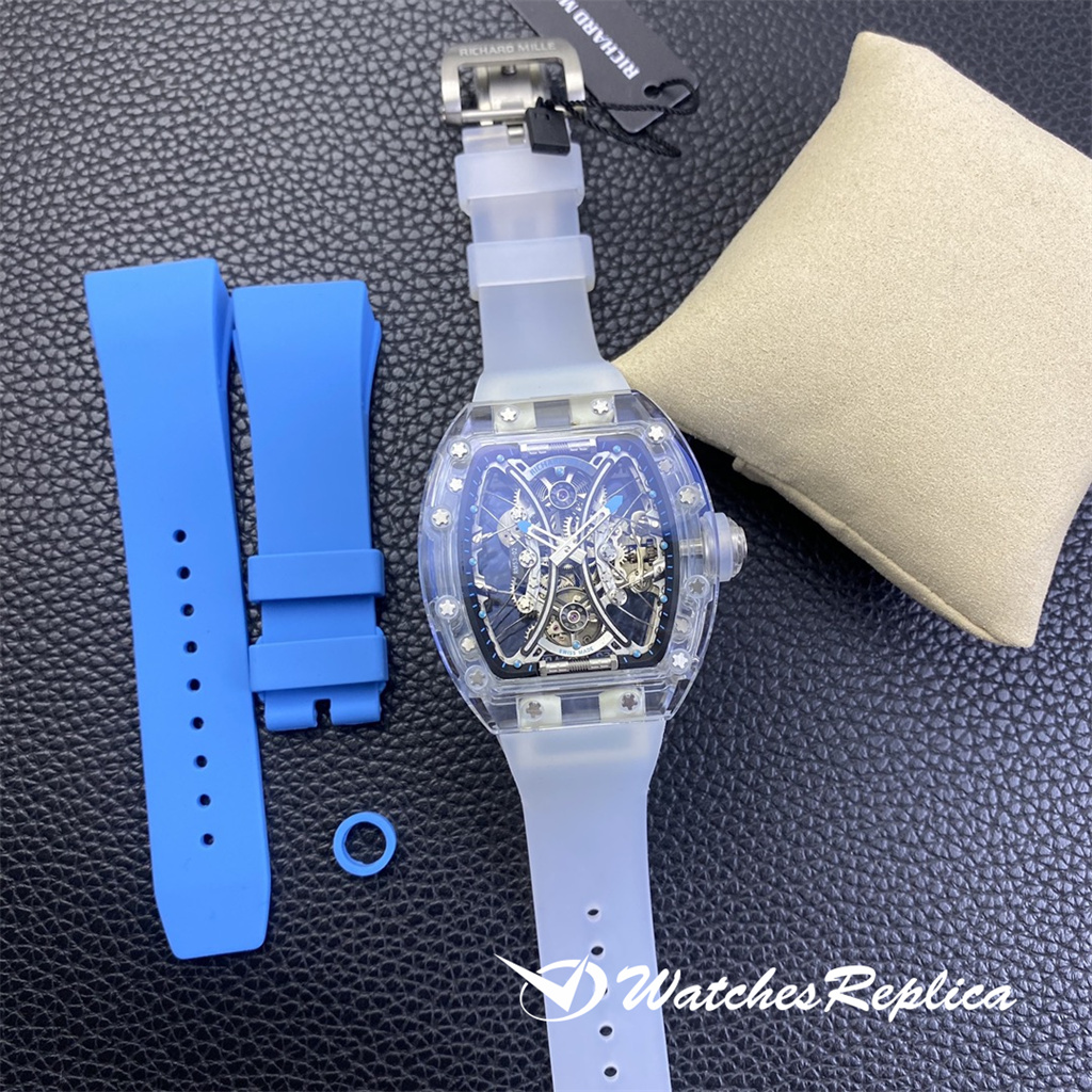 Perfetto Top Richard Mille RM053-02 Polo Tourbillon Transparent Crystal Series Orologi Replica-8