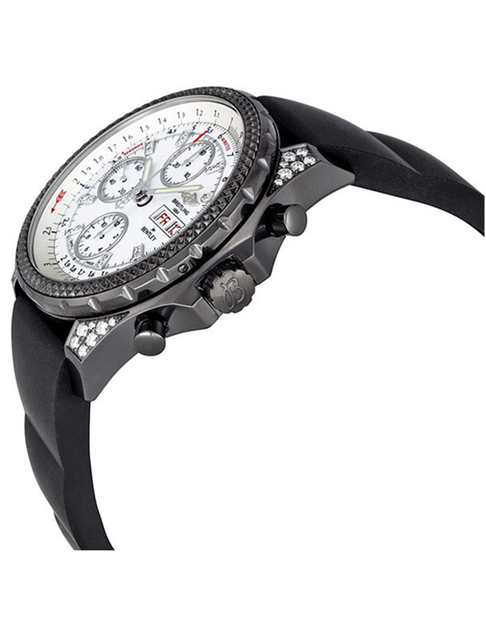 Breitling Bentley Quadrante bianco Nero Cingcio Di GoMMa Nera M1336267 A729Bkrd 45MM-1