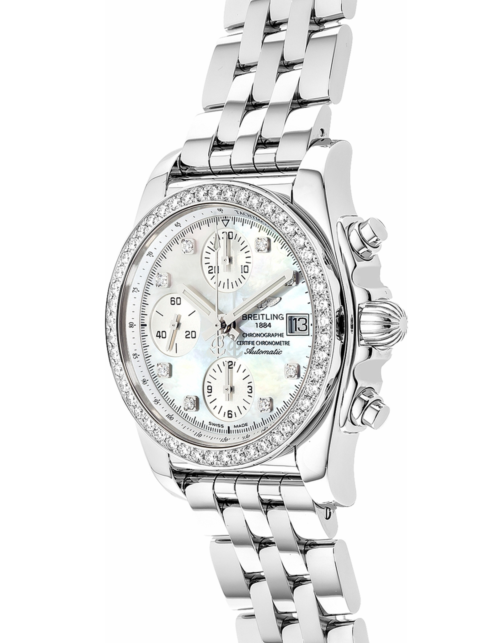 Breitling Chronomat Mother Of Pearl bianco Diamond Da donna Orologi Replica A1331053/A776-385A 38MM-1