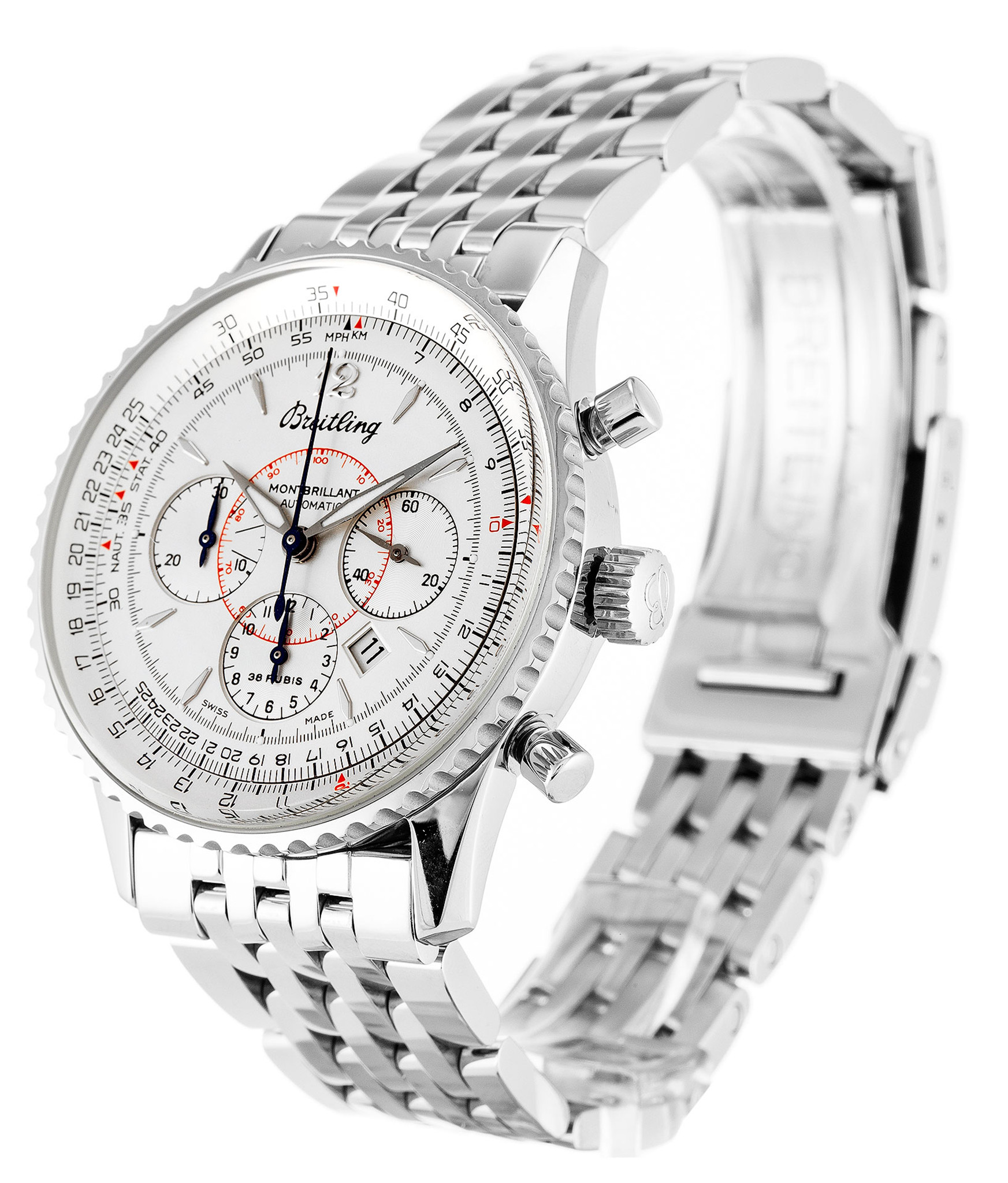 Breitling Montbrillant Quadrante bianco bianco Case A41330 38MM-1