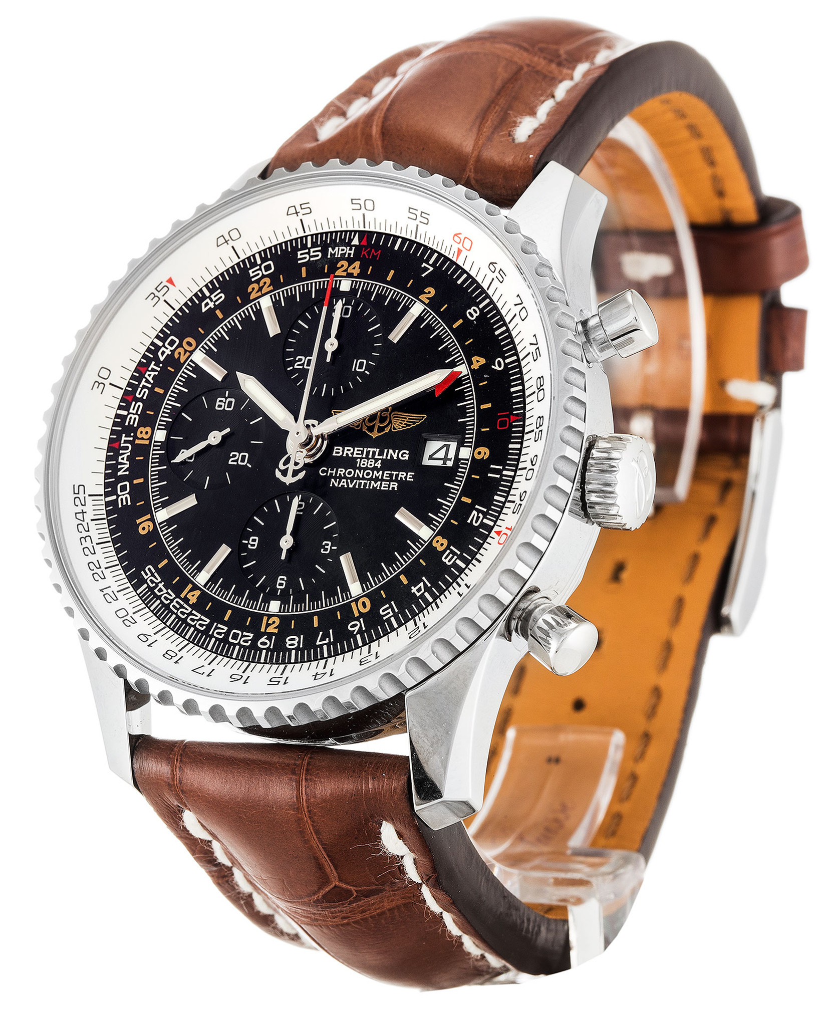 Breitling Navitimer World Quadrante nero Dia Nella Cinghia A24322 46MM-1