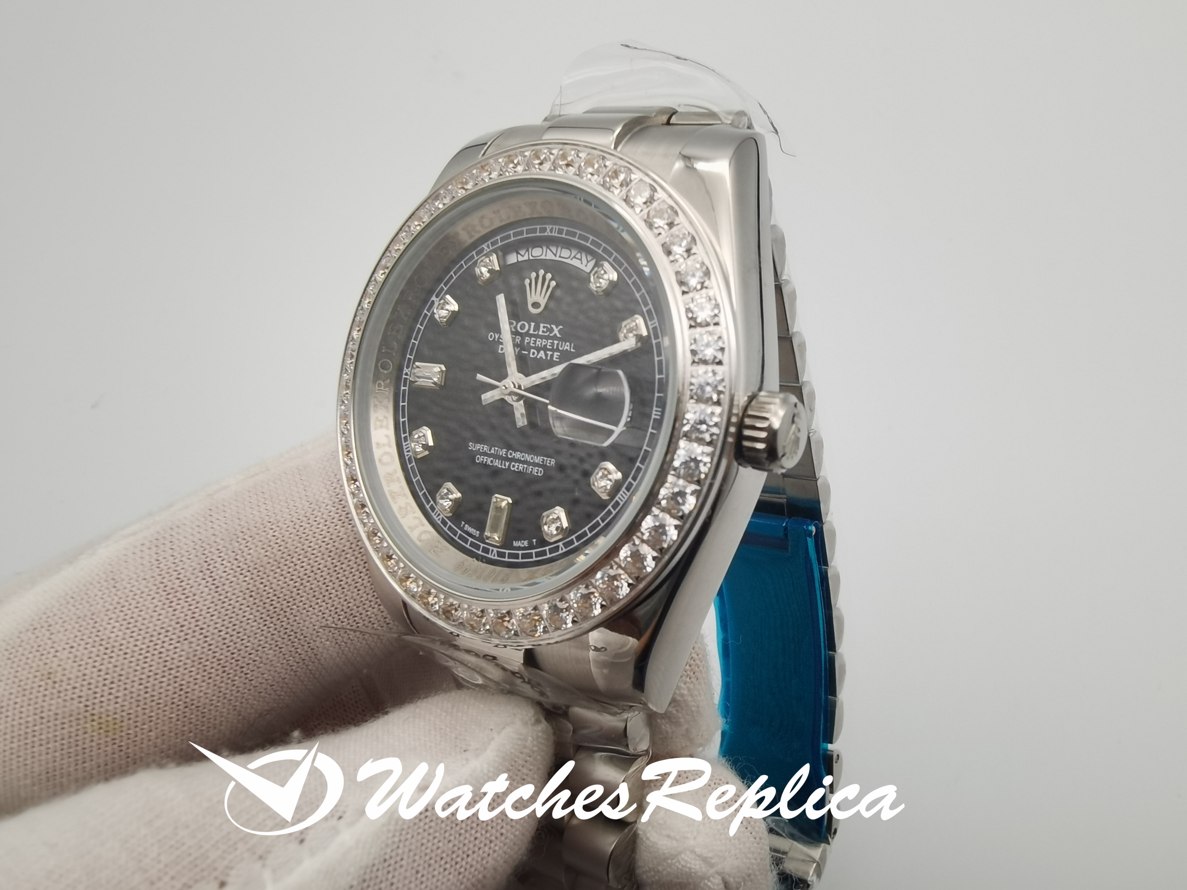 Rolex Day Date 228349Rbr Bracciale Oro Rosa nero Per Uomini Orologi Replica Da 40 MM-2