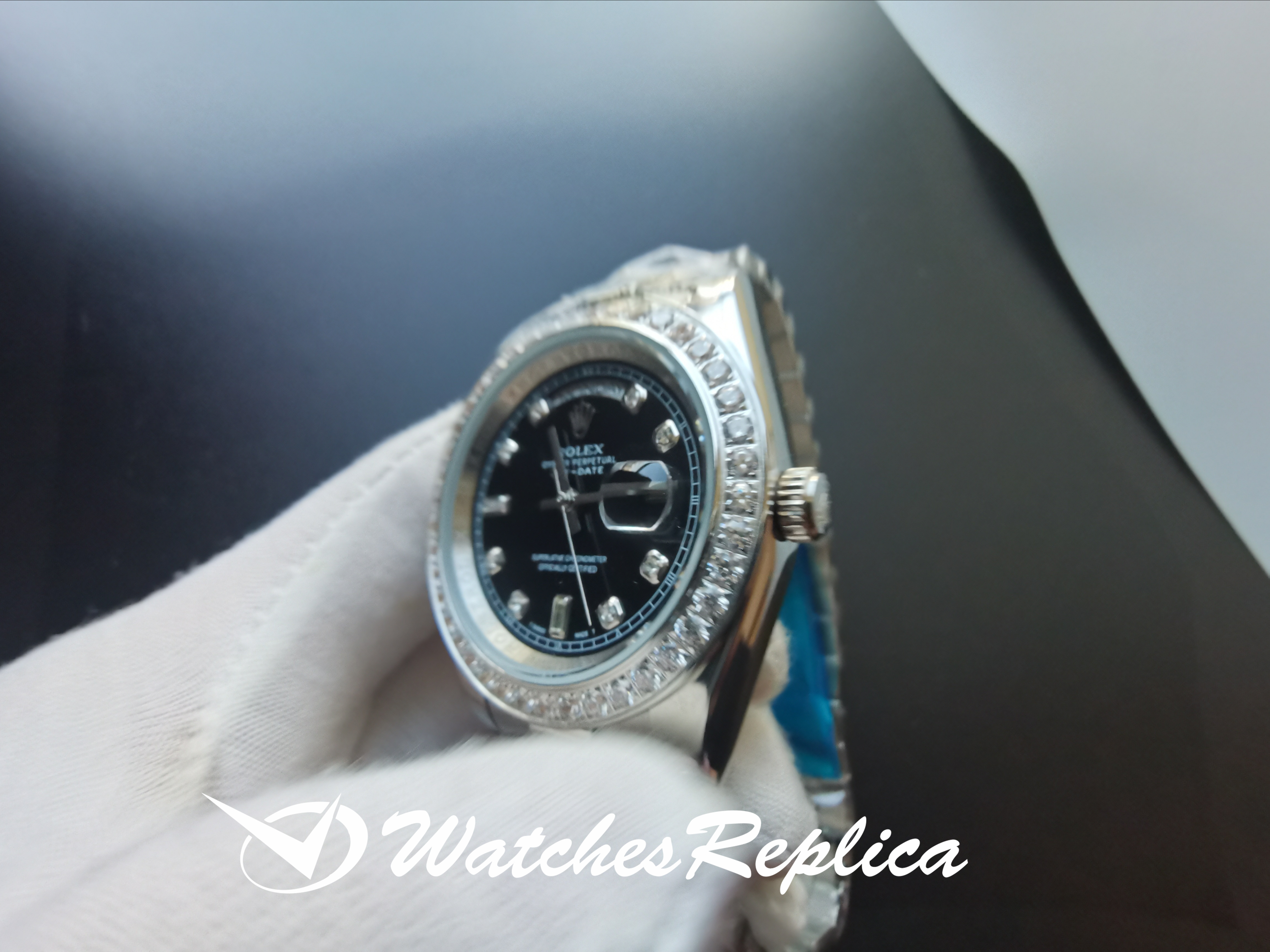Rolex Day Date 228349Rbr Bracciale Oro Rosa nero Per Uomini Orologi Replica Da 40 MM-3