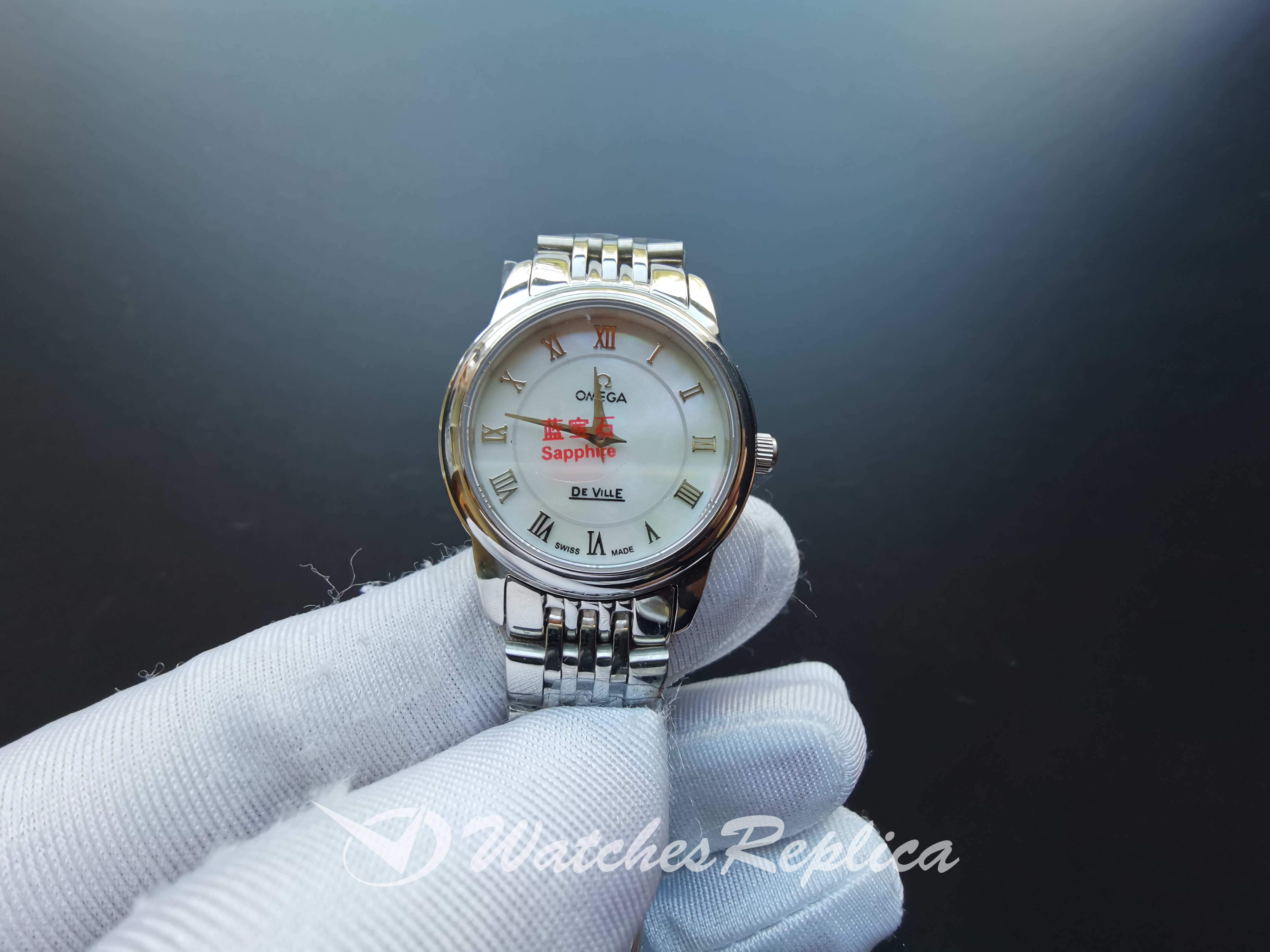Omega De Ville 4570.33,00 22 MM In Acciaio Inossidabile E Tono D'Argento Per Women Orologi Replica-1