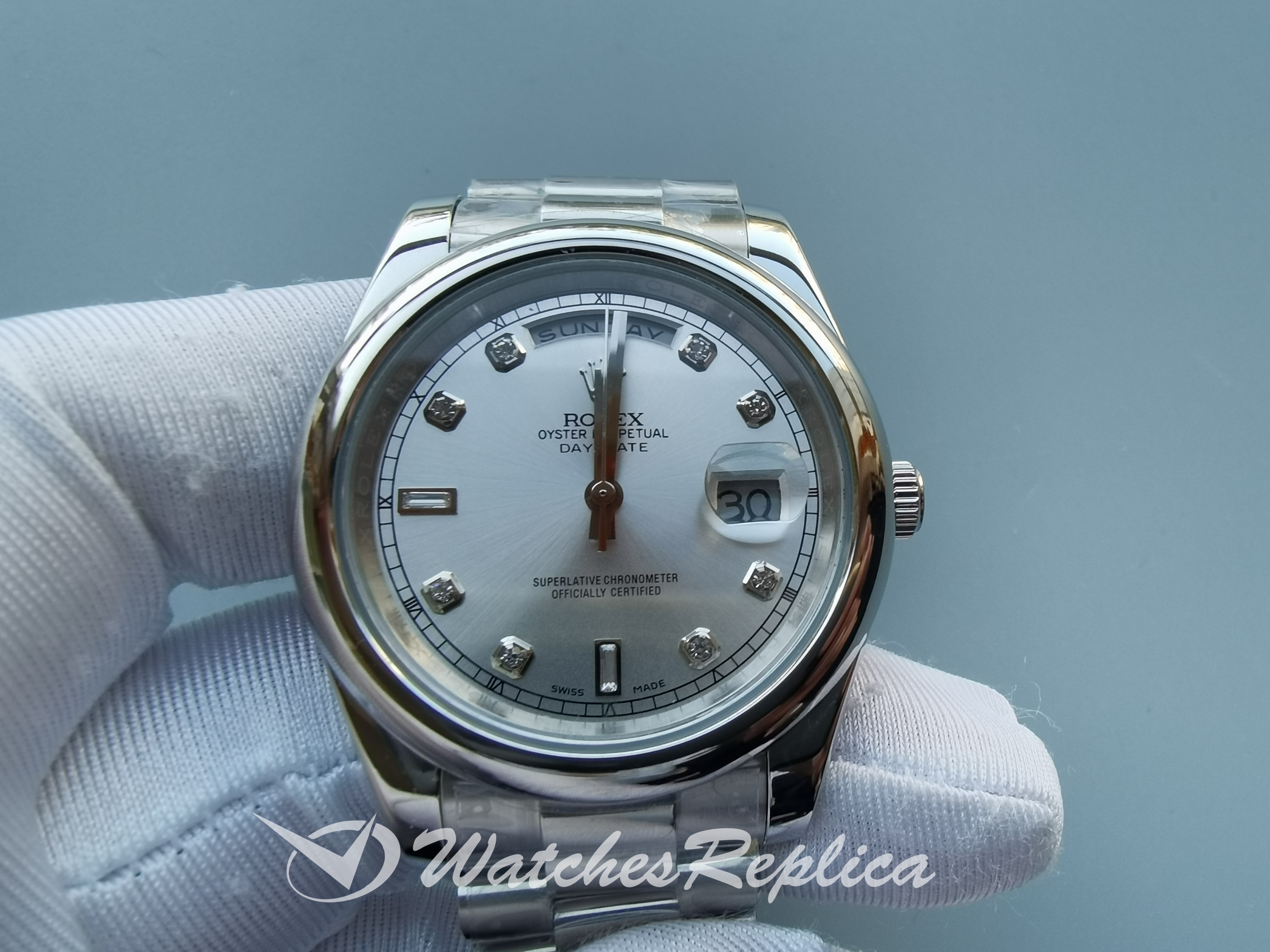 Rolex Day-Date 218239 28 MM 316 Grado In Acciaio Inossidabile Baton Per Women Orologi Replica-2