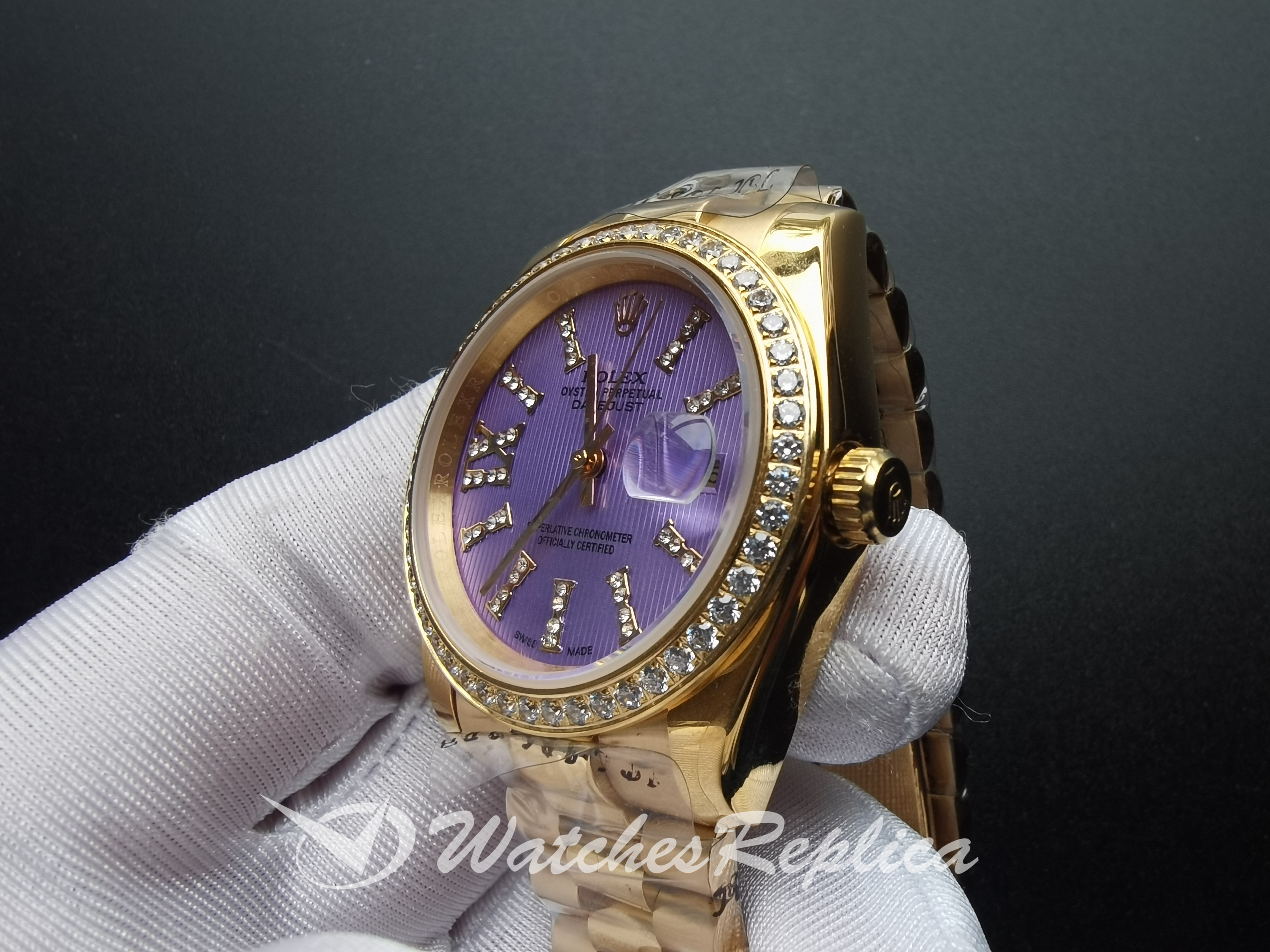 Rolex Datejust 278384 36 MM In Acciaio Inossidabile 18K Gollo Gold Purple Per Women Orologi Replica-2