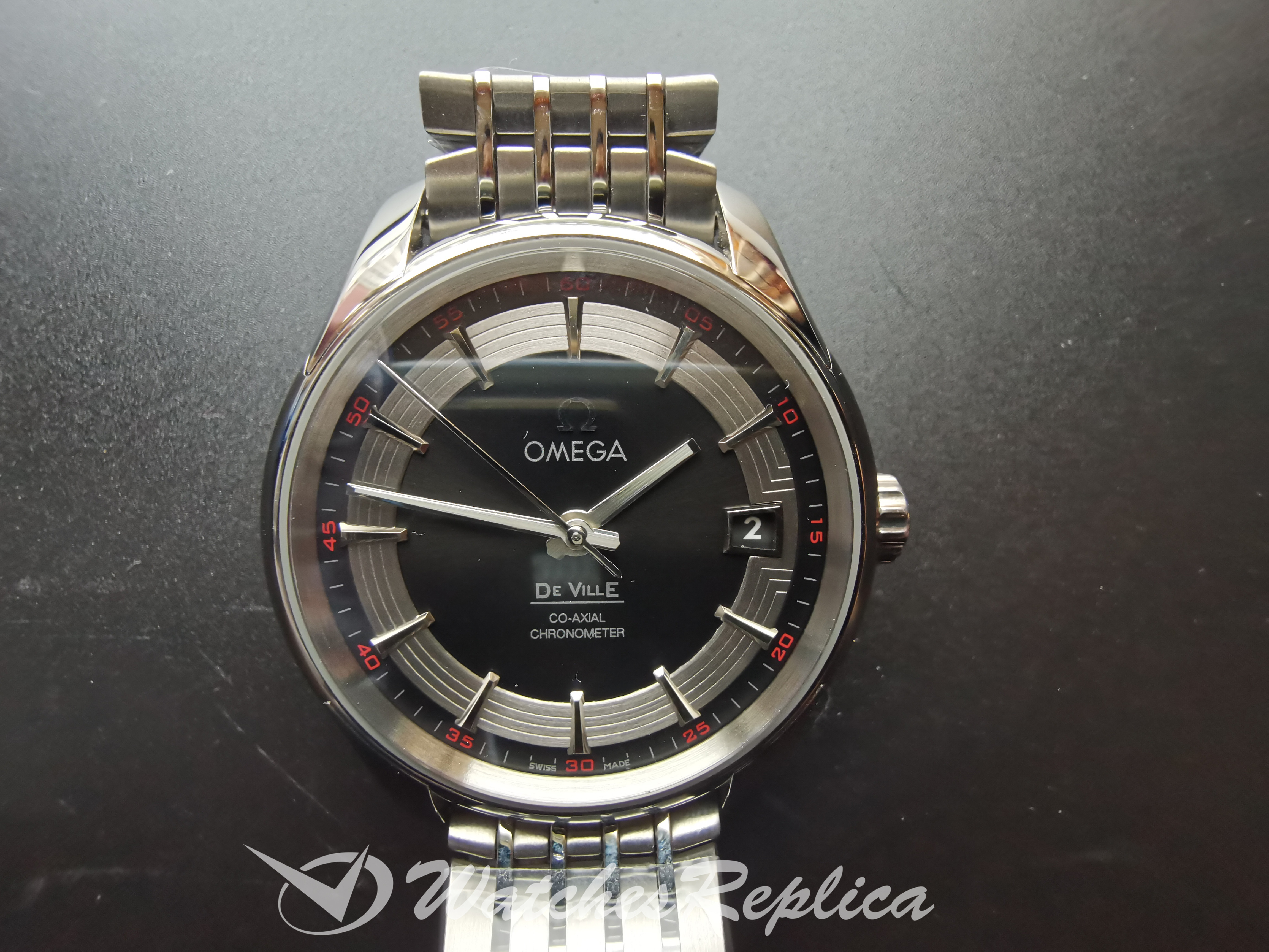 Omega De Ville 431.30.41.21.01.001 Quadrante Nero In Acciaio Inossidabile 41MM Per Uomo Orologi Replica-1