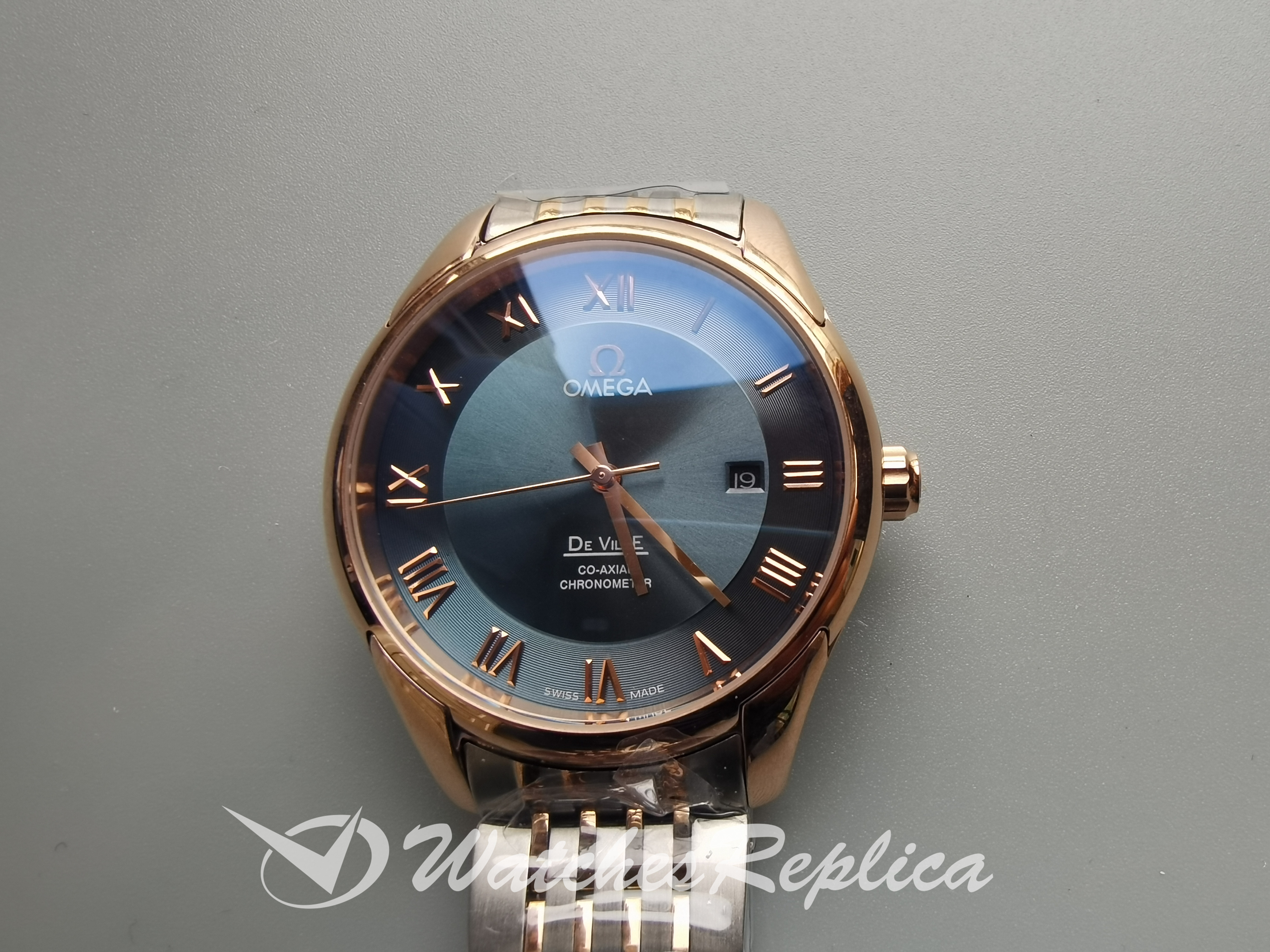Omega De Ville Vision Vision Gold Rose Gold Green Dial 41MM Per Uomini Orologi Replica-1