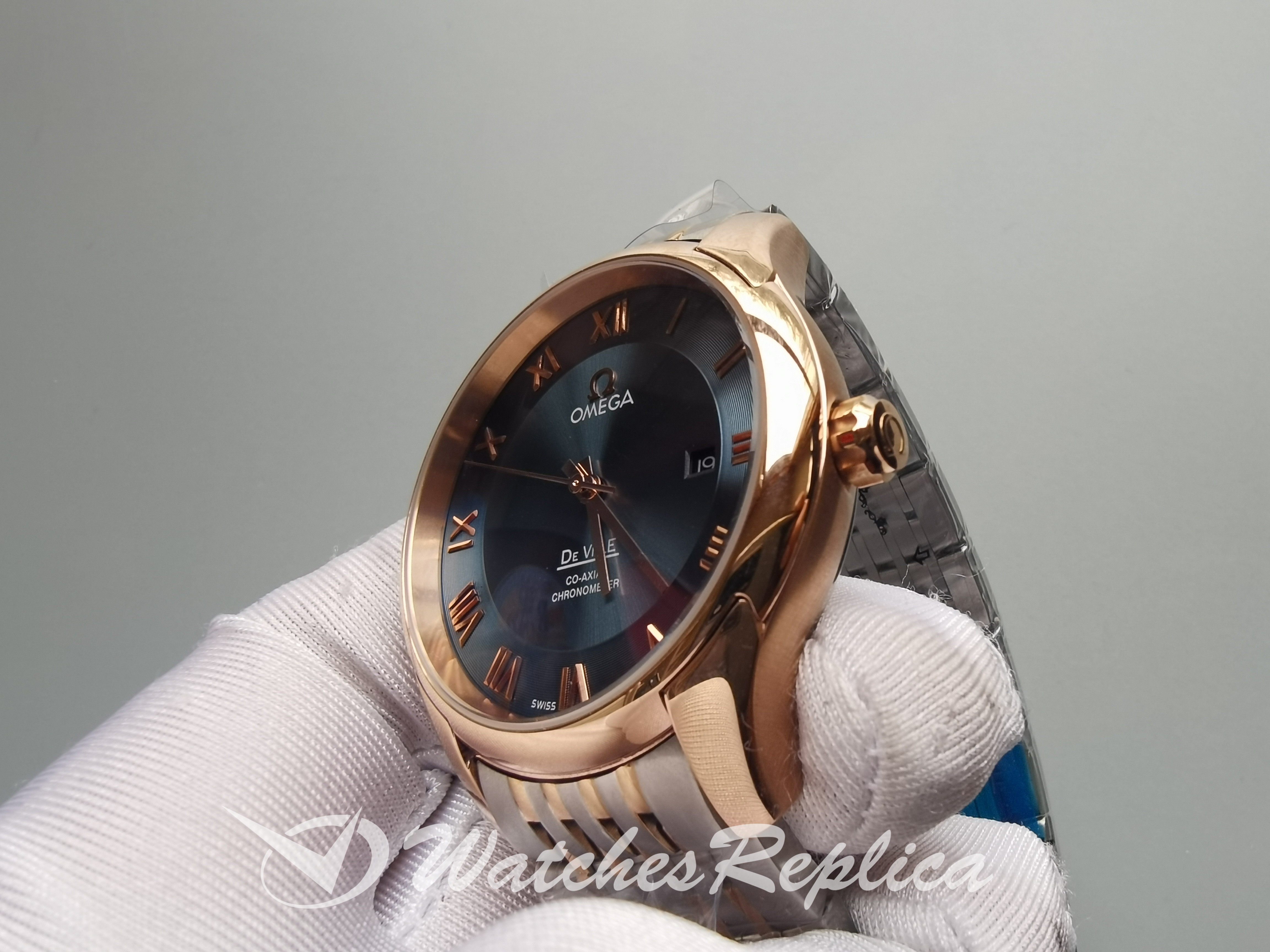 Omega De Ville Vision Vision Gold Rose Gold Green Dial 41MM Per Uomini Orologi Replica-2