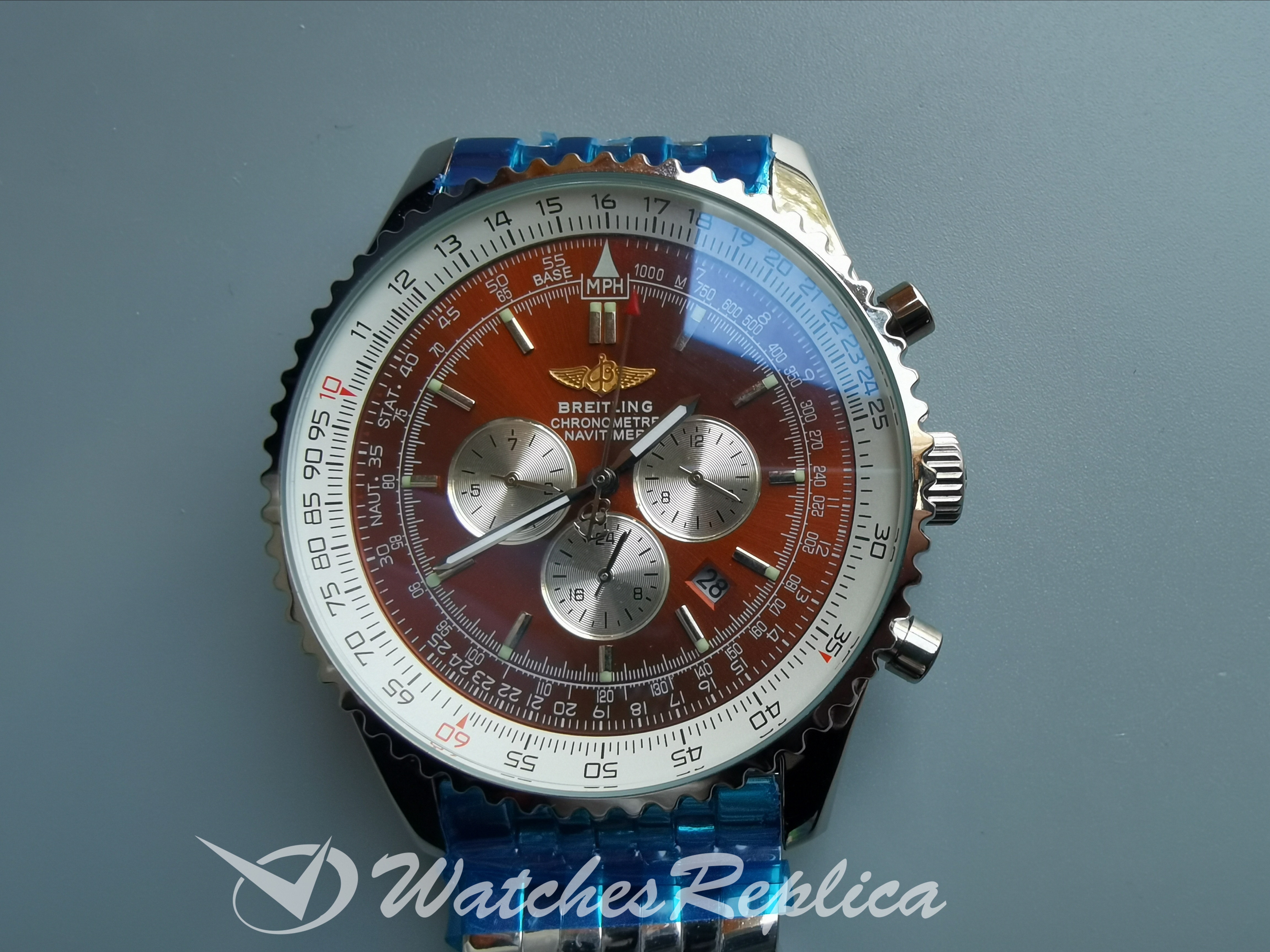 Breitling Navitimer A-7750 46MM Solido 316F Dialta Rosso In Acciaio Inossidabile Per Uomo Guarda-1