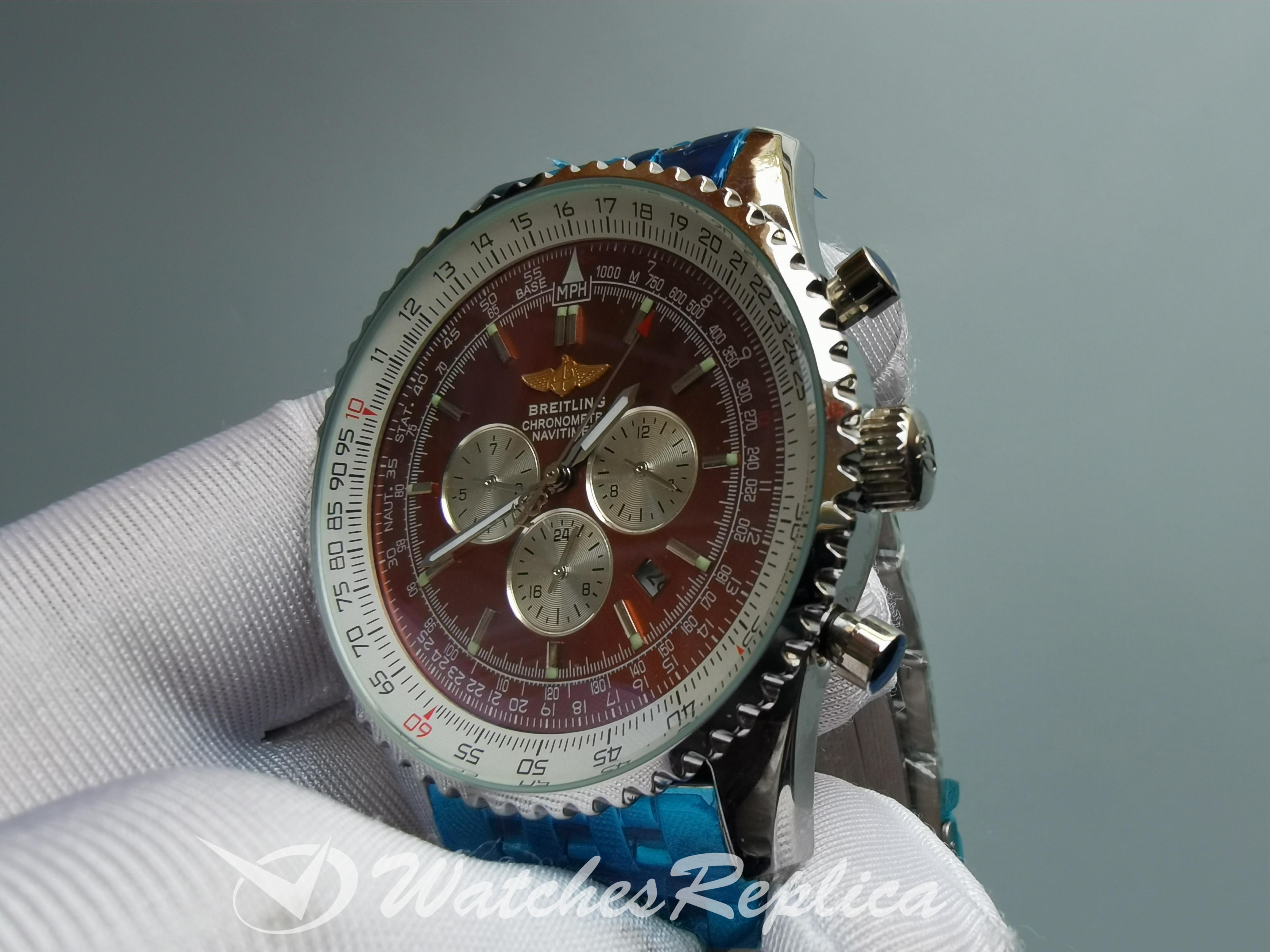Breitling Navitimer A-7750 46MM Solido 316F Dialta Rosso In Acciaio Inossidabile Per Uomo Guarda-2