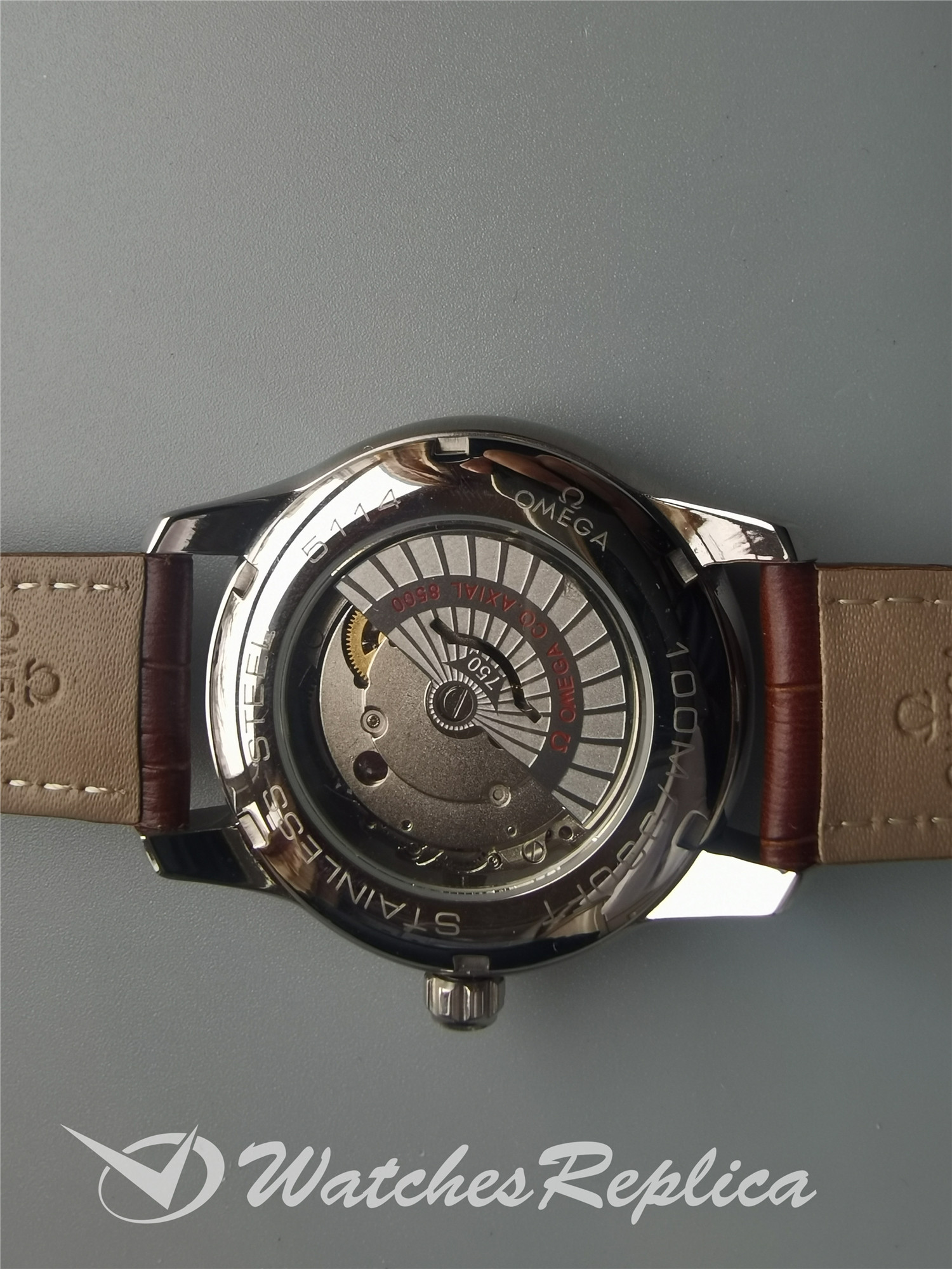 Omega De Ville 433.13.41.21.02.001 In Pelle Di Alligatore Marrone Per Uomo Orologi Replica-2