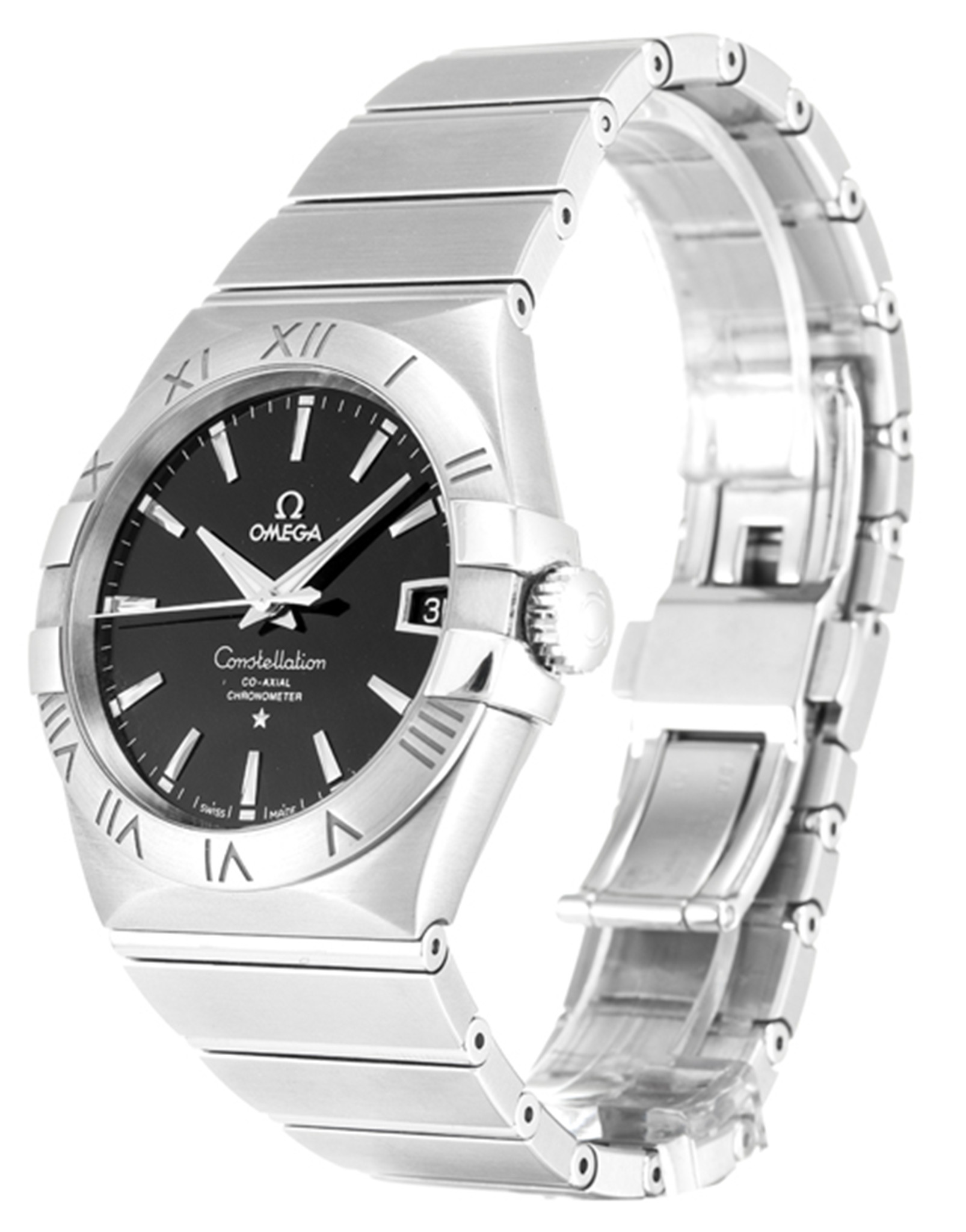 Omega Constellation Cronometro Quadrante nero Stick Marker 123.10.38.21.01.001 38MM-1