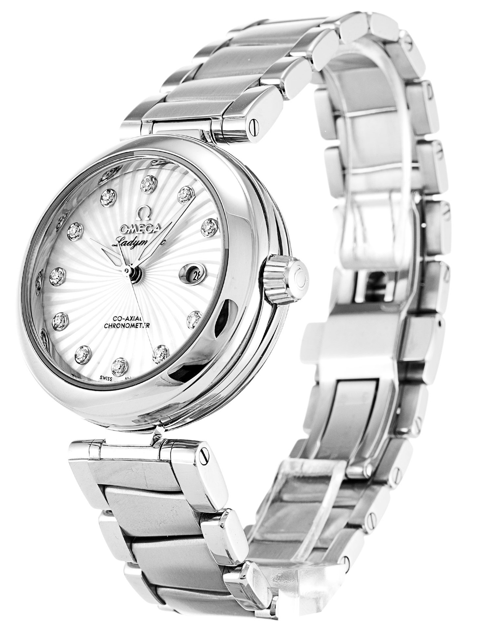 Omega De Ville Ladymatic bianco Diamond Marker425.30.34.20.55.001 34MM-2