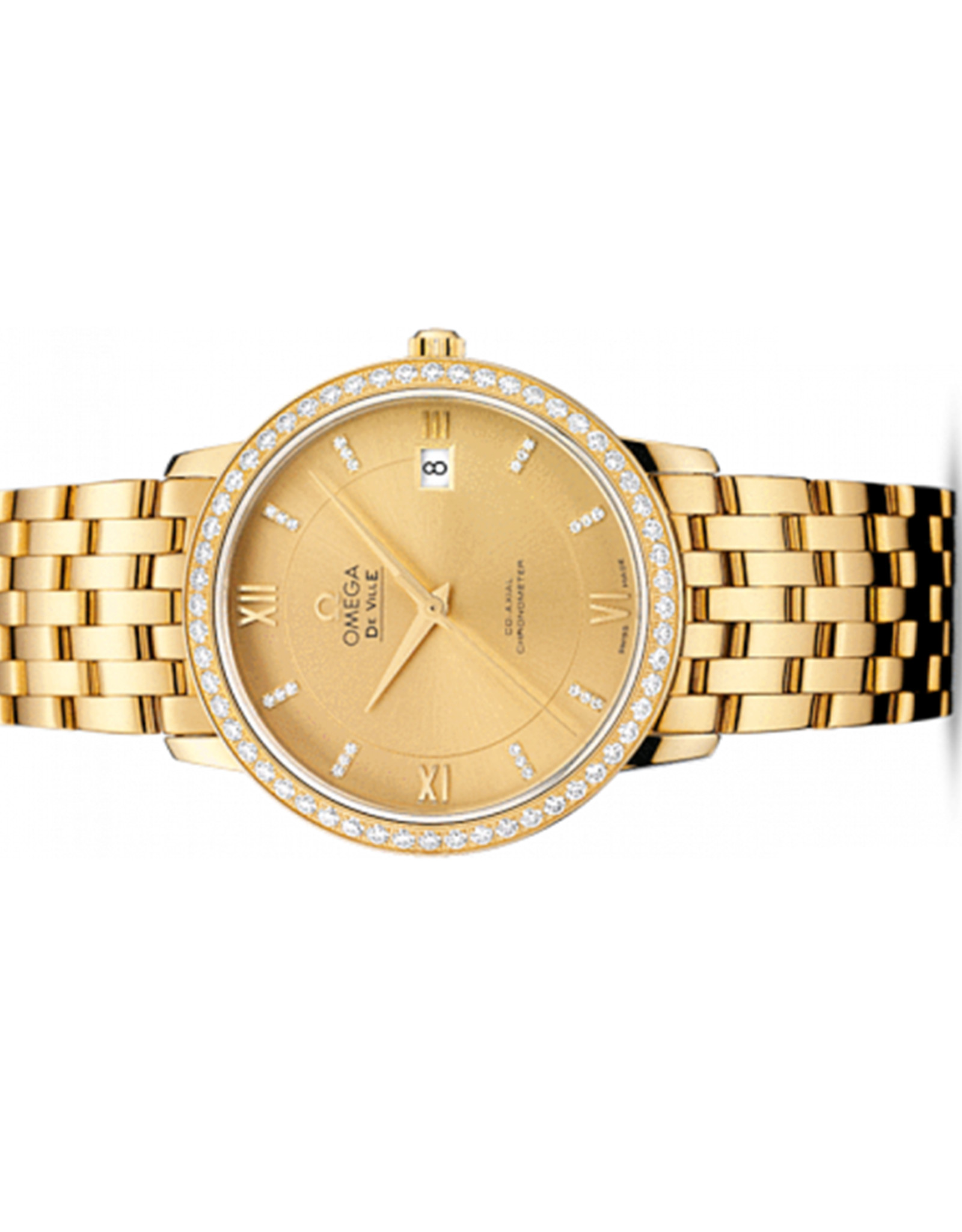 Omega De Ville Prestige Champagne Set Con Diamanti Mens Luxury Orologi Replica 424.55.37.20.58.001 36,8 MM-1