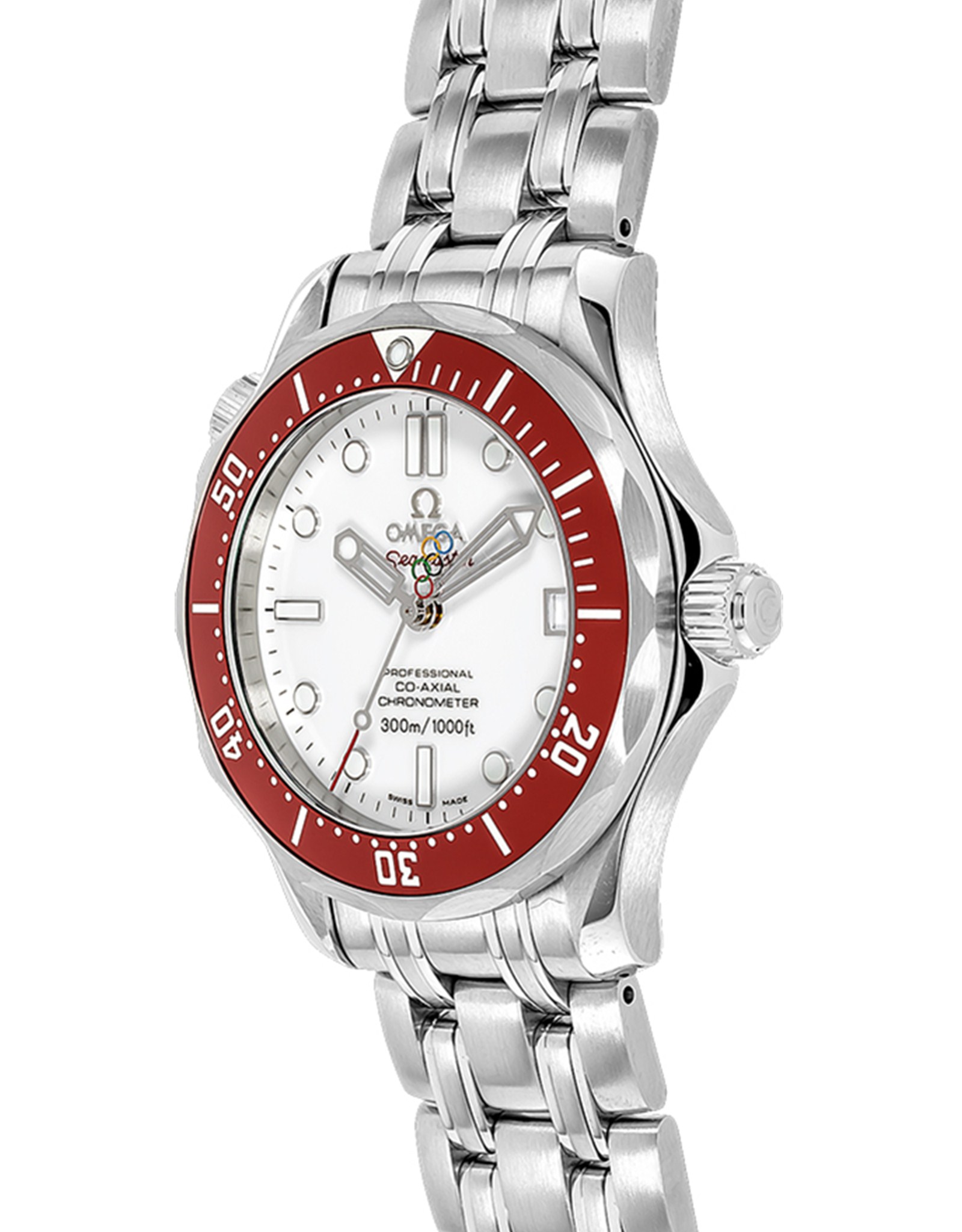 Omega Seamaster Quadrante biancod Red Bezel 212.30.36.20.04.001 36.25MM-1