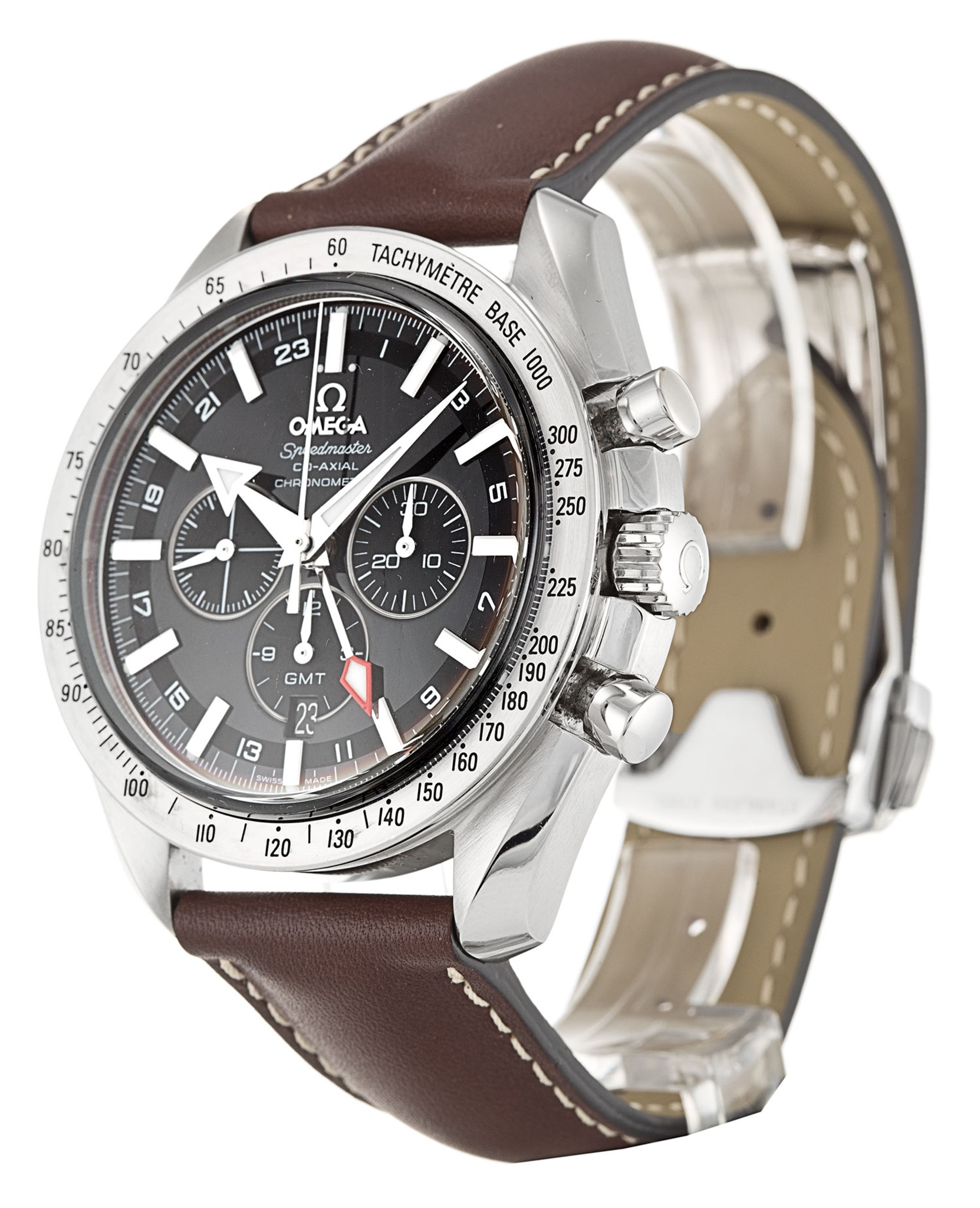 Omega Speedmaster Broad Freccia Quadrante nerotra Cuoio Cinghia 3881.50.37 44,2 MM-1