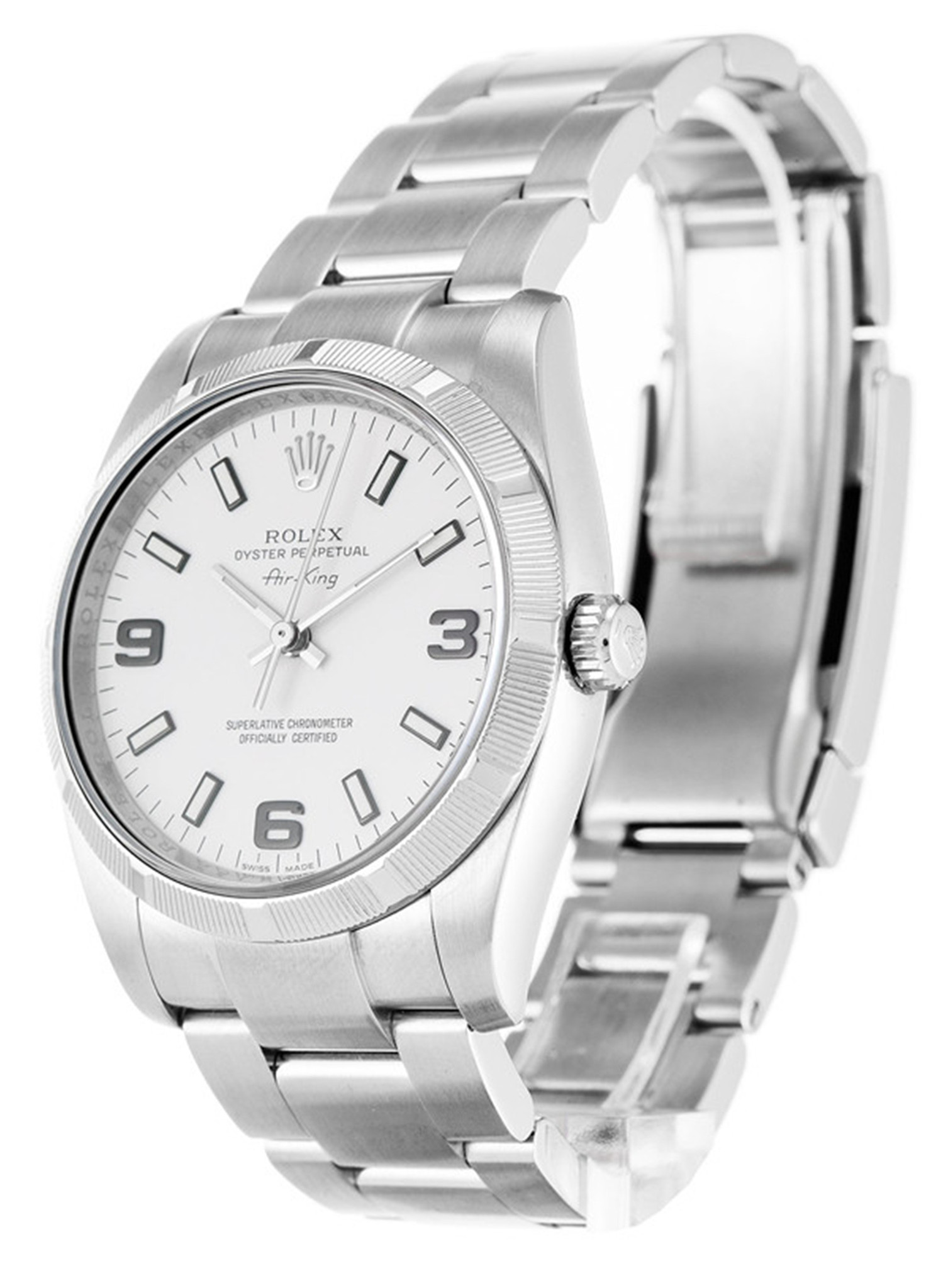 Rolex Air King In Acciaio Inossidabile Cintino Bianco 114210 36MM-1
