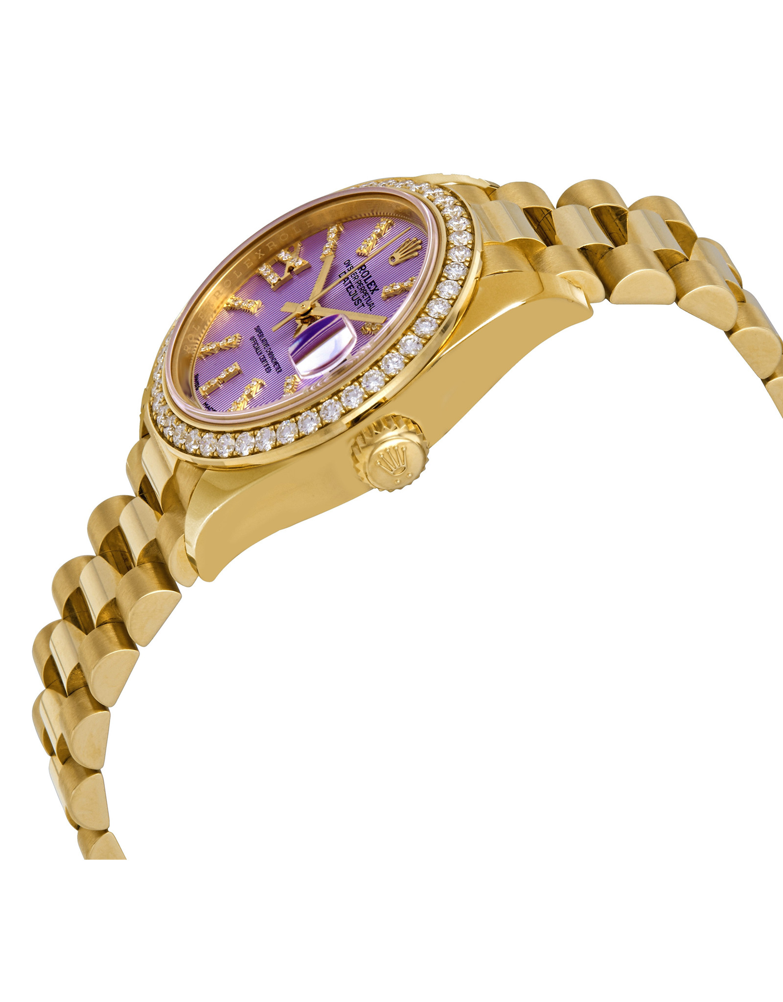 Rolex Datejust Liliac Dial Di Liliac 18K Giallo Presidente Gold Automatico Orologi Replica-1