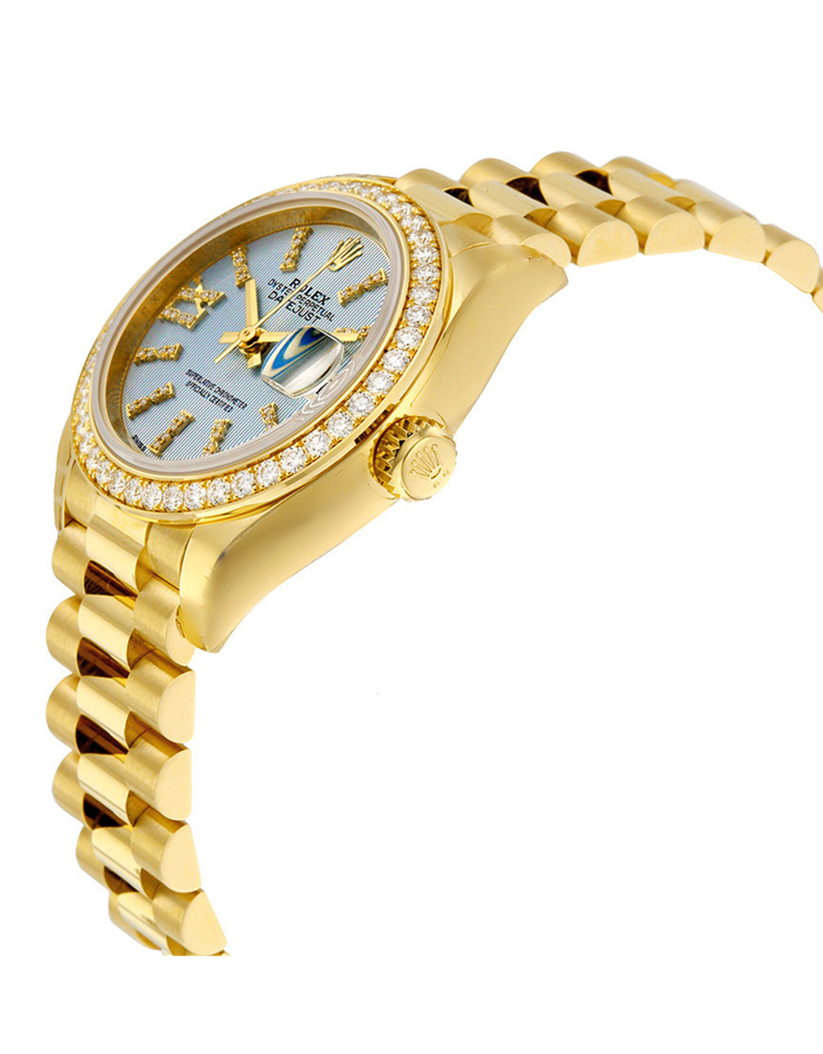Rolex Datejust Cornflower Quadrante blu 18K Giallo Presidente Gold Ladie Automatic Orologi Replica 28 MM-1