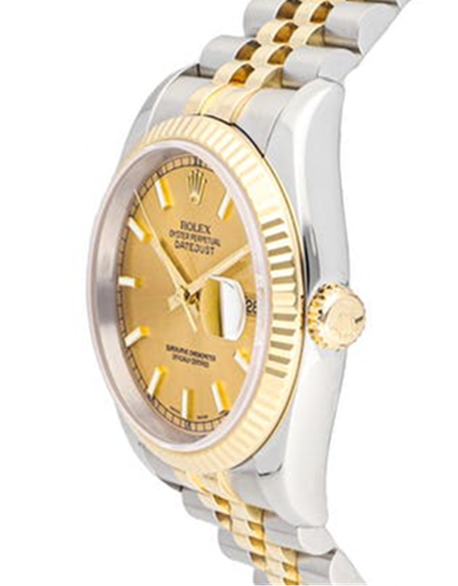 Rolex Datex Jollo Giallo Gambel Sstainless Cinghia D'Acciaio Orologi Replica Automatico 36 MM-1