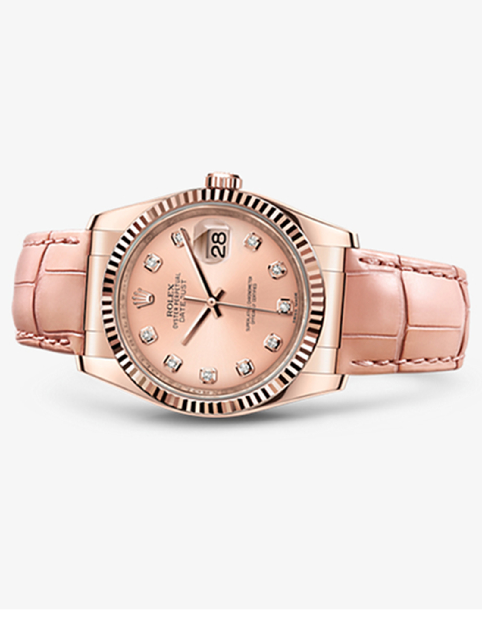 Rolex Datejust Pink Dial Set Con Cornice Scanalata Di Diamanti 116135 36MM-1