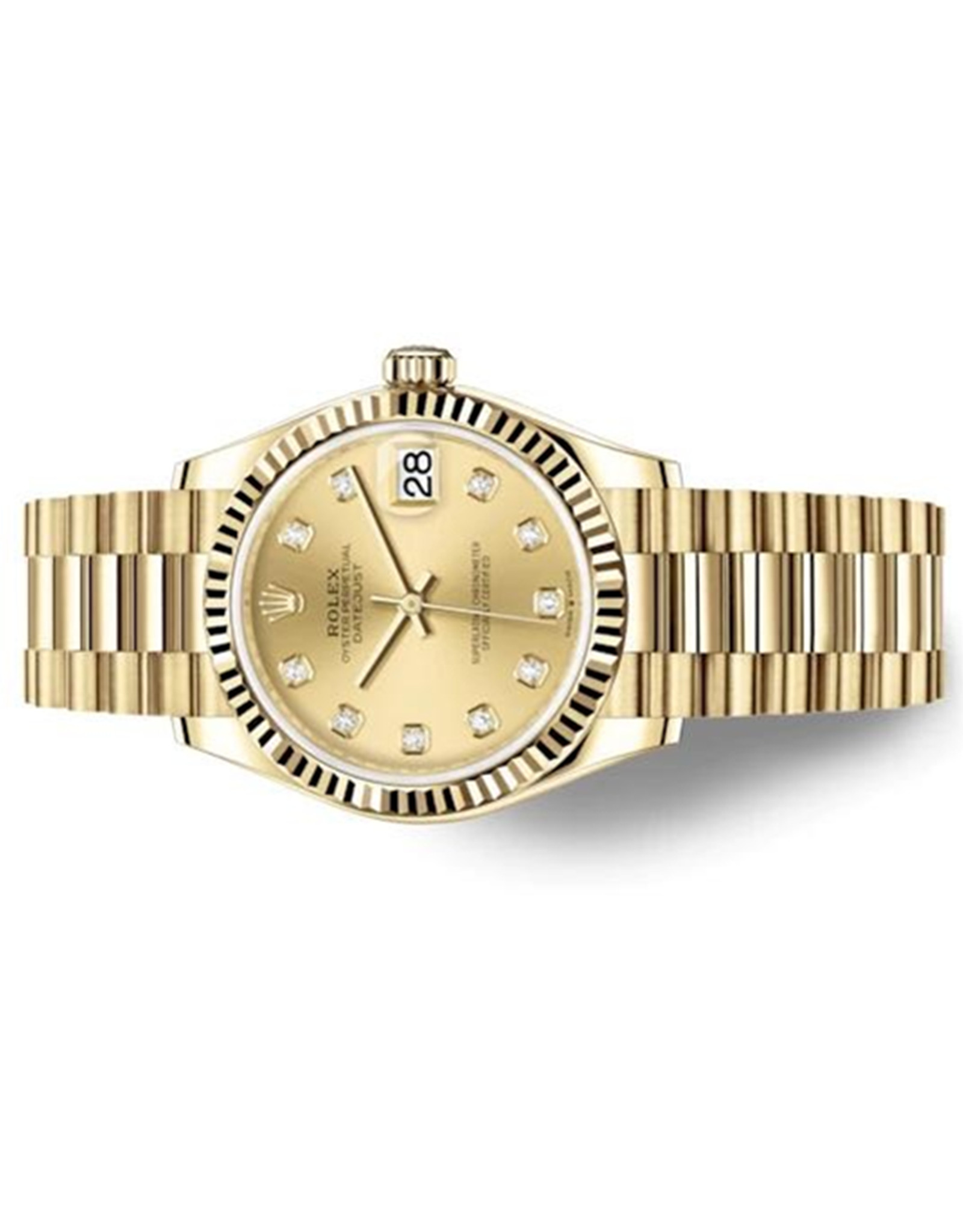 Rolex Champagne Dial Set Con Cornice Scanalata Di Diamanti 116189 31MM-1