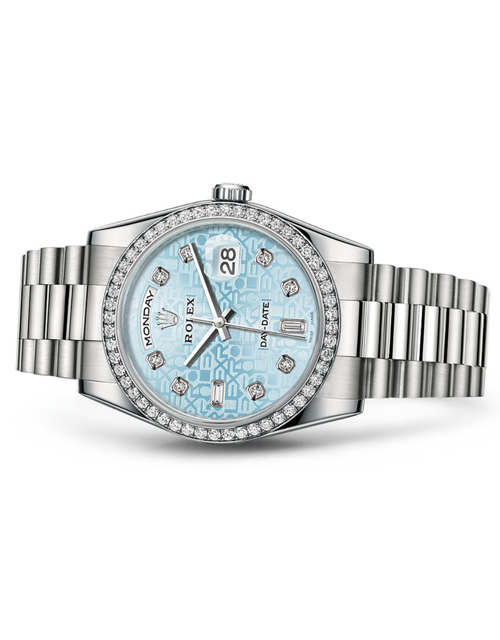 Rolex Day Day Ice blu Diamond Diarla Platinum Orologi Replica 118346 36MM-1