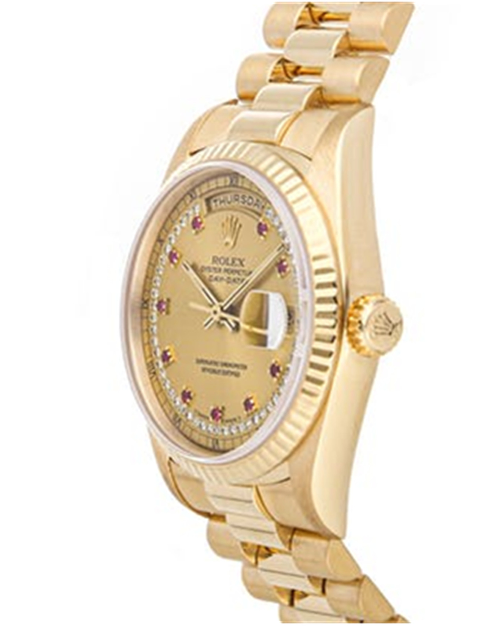 Rolex Day Day Gollo Gold Case Champagne Ruby Diamond 36 MM-1