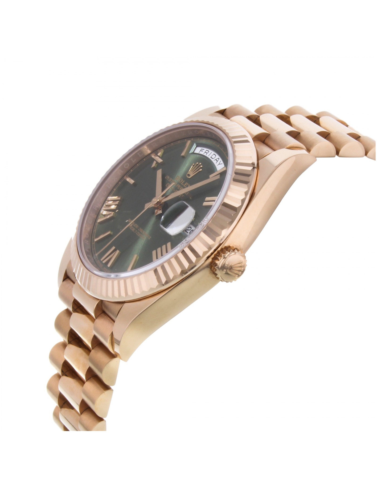Rolex Day Day Green Dial Orologi Replica In Oro Rosa 228235 40MM-1