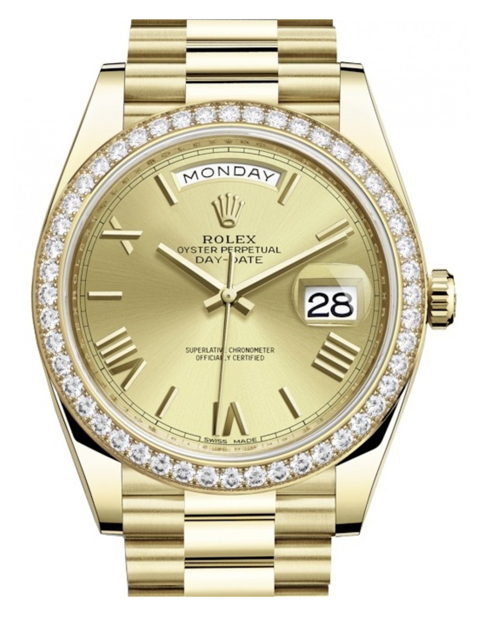 Rolex Day Day 18K Giallo Gold Orologi Replica Da Uomo 228348Rbr 40MM-2