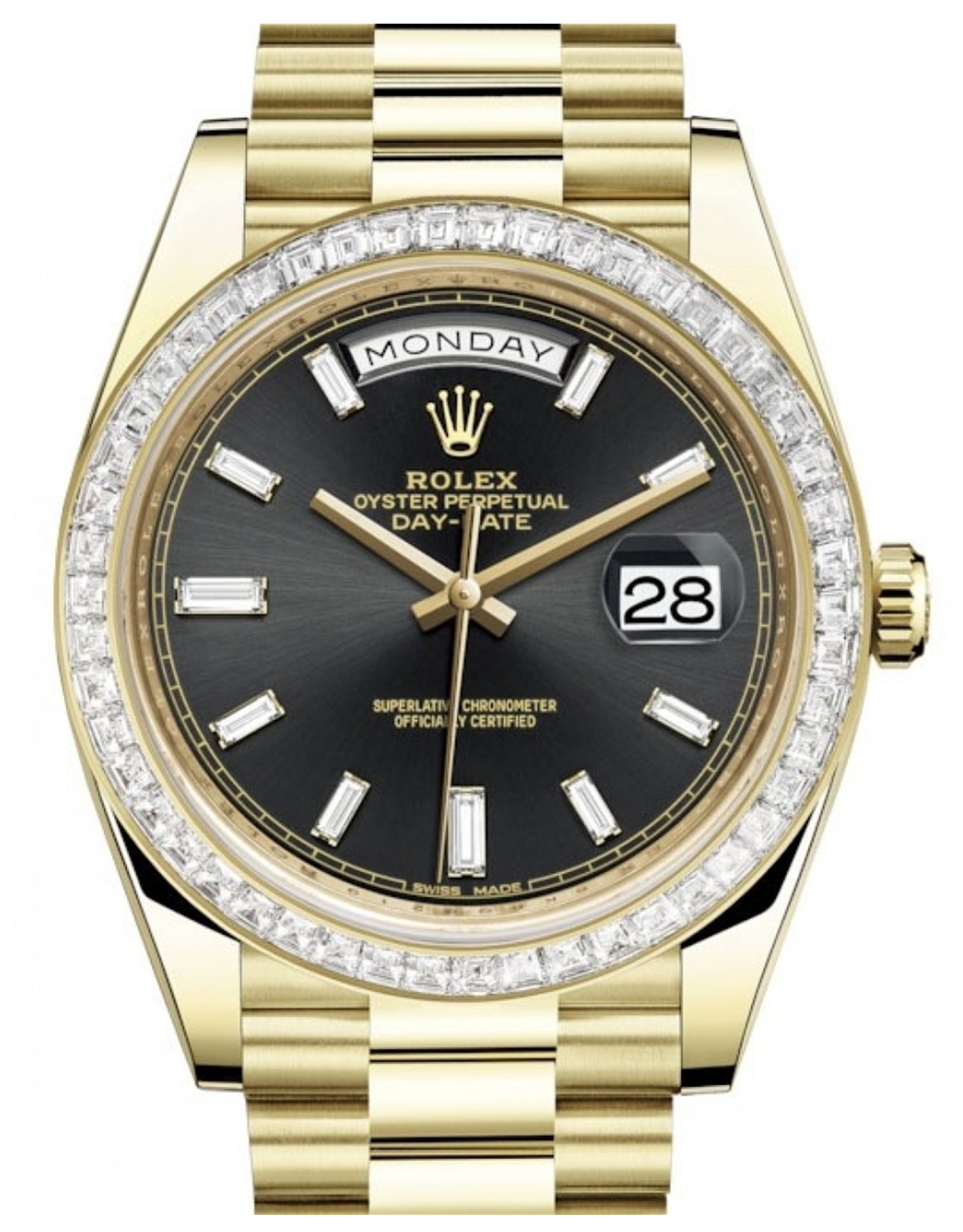 Rolex Day Day nero Diamond Dial Diam'S Uomo Orologi Replica 228396Tbr 40MM-1