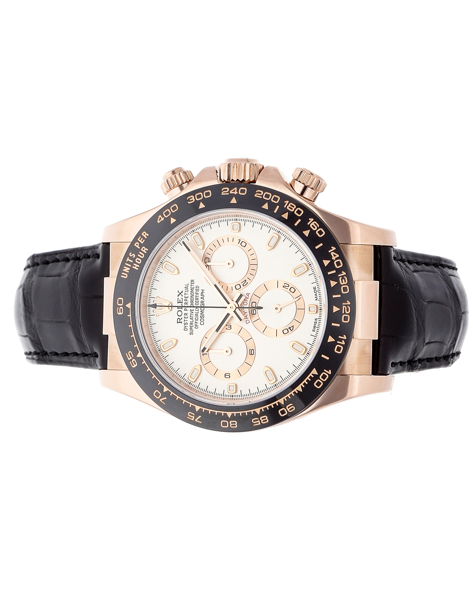 Rolex Daytona Quadrante bianco Dial Gold Case Alligator 116515Ln 40MM-1