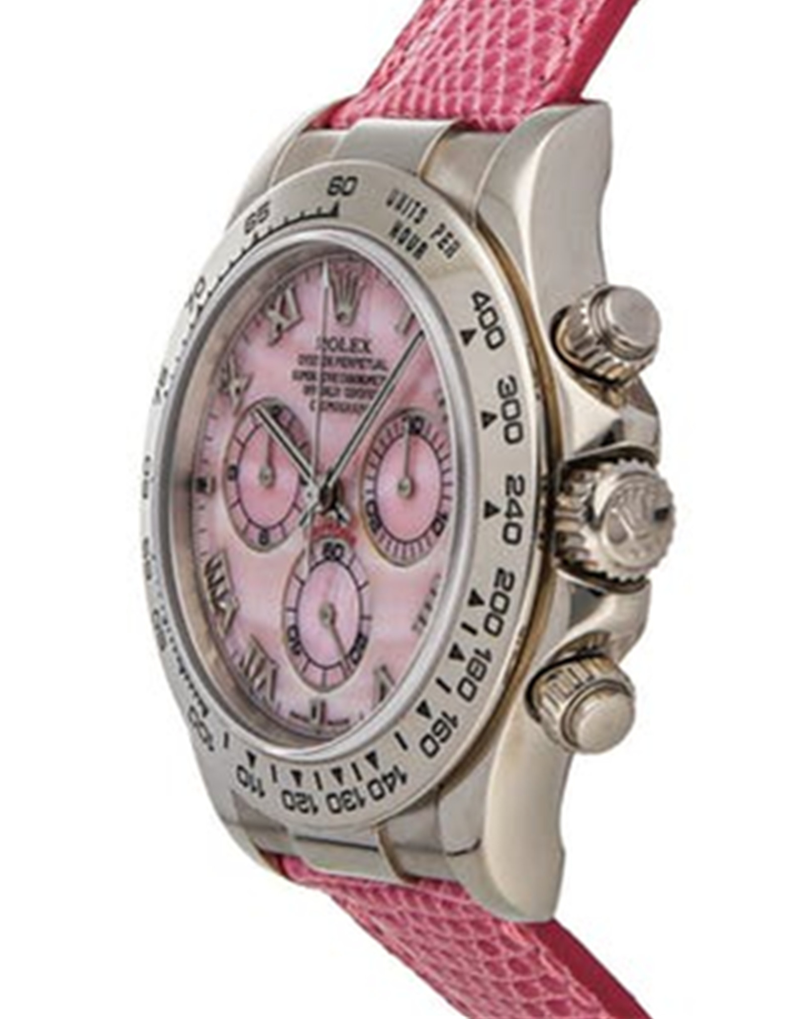 Rolex Daytona Orologi Replica Automatic bianco Gold Case Che Circonda Il Quadrante Rosa Madre Di Pearl (116519) 40MM-1