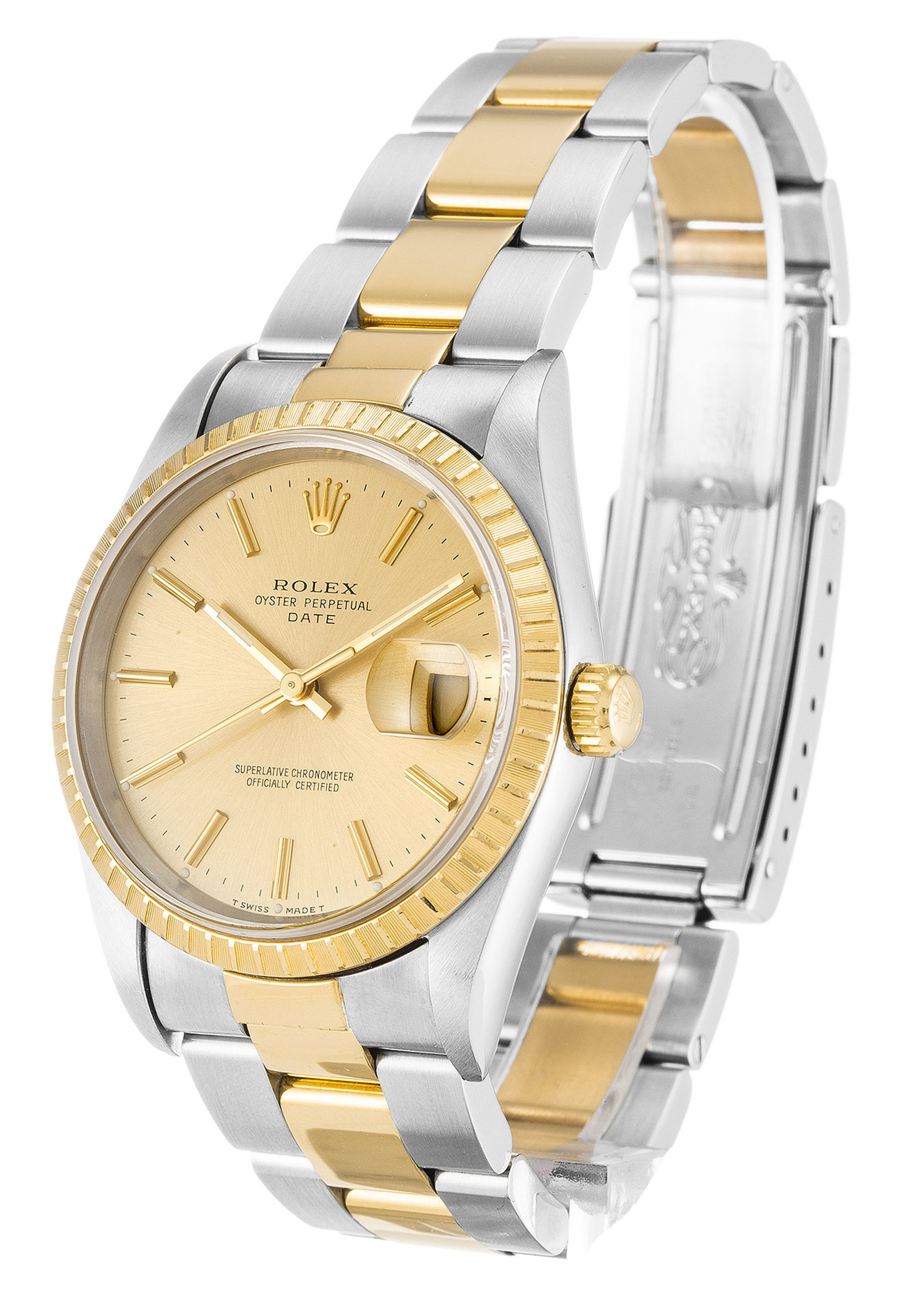 Rolex Oyster Perpetual Date Giallo Dial Dial Stick Marker 15223 34MM-1