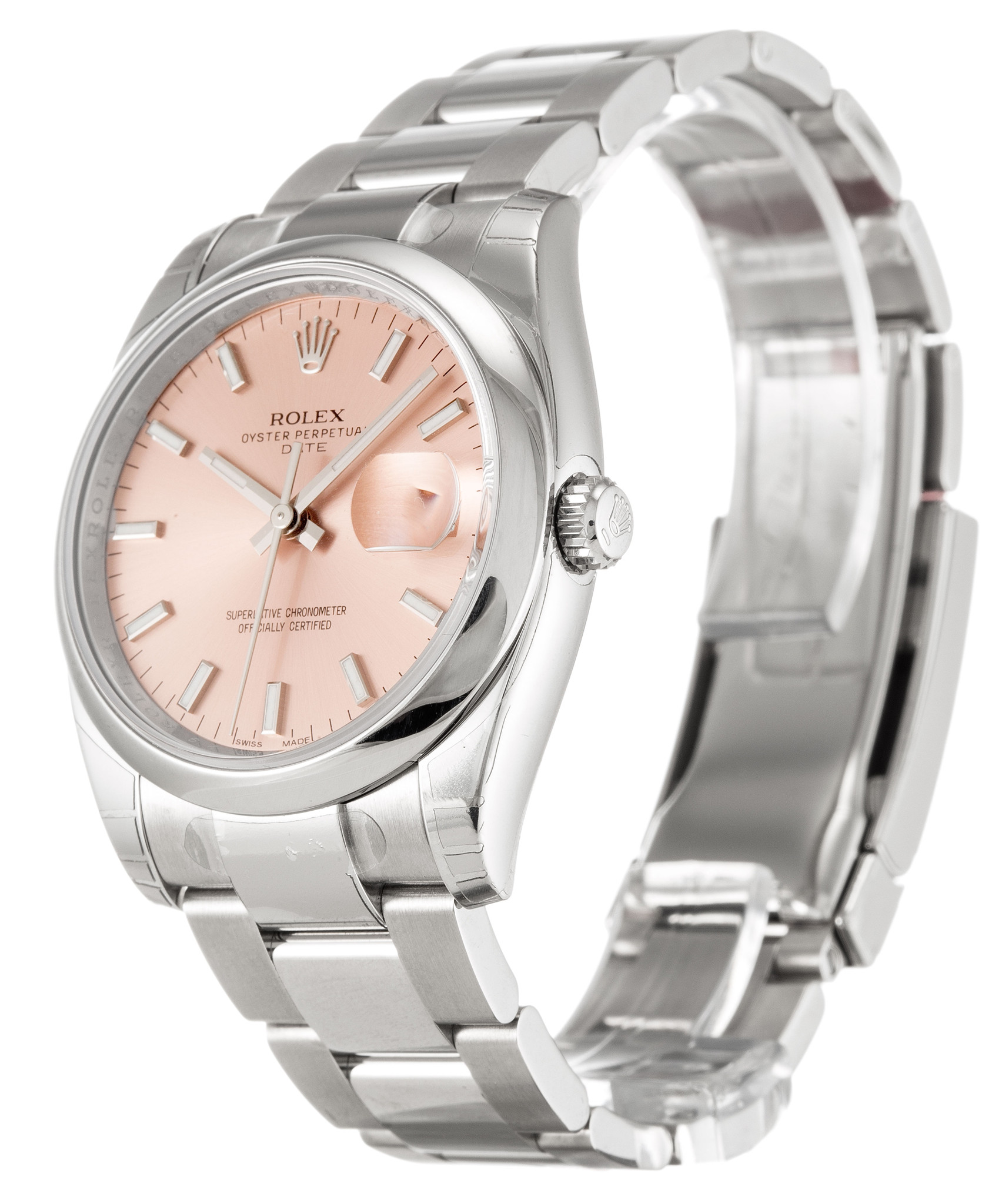 Rolex Oyster Perpetual Date bianco Case Stick Marker 115200 34MM-1