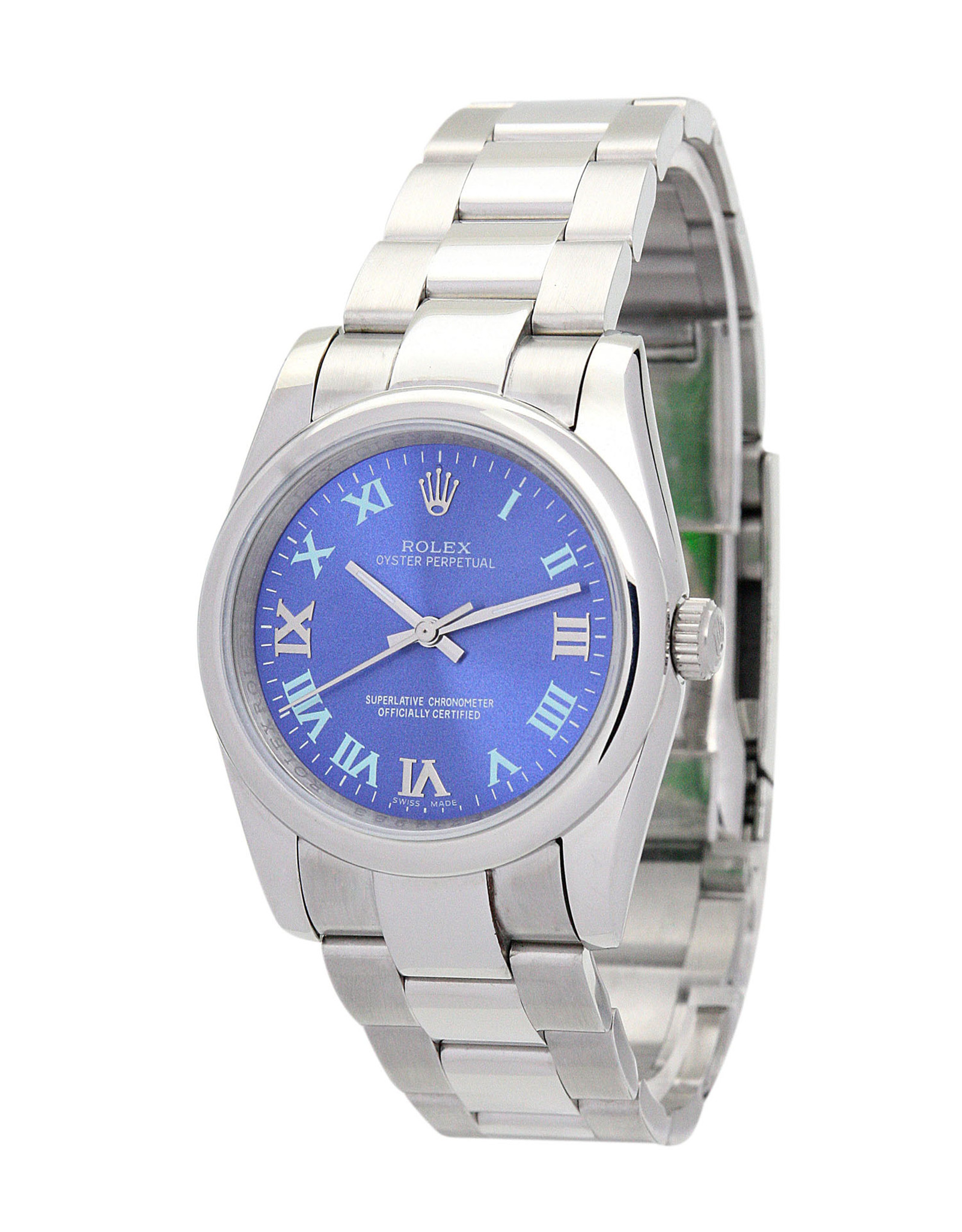 Rolex Lady Oyster Perpetual Quadrante blu Roman Marker 177200 26MM-1