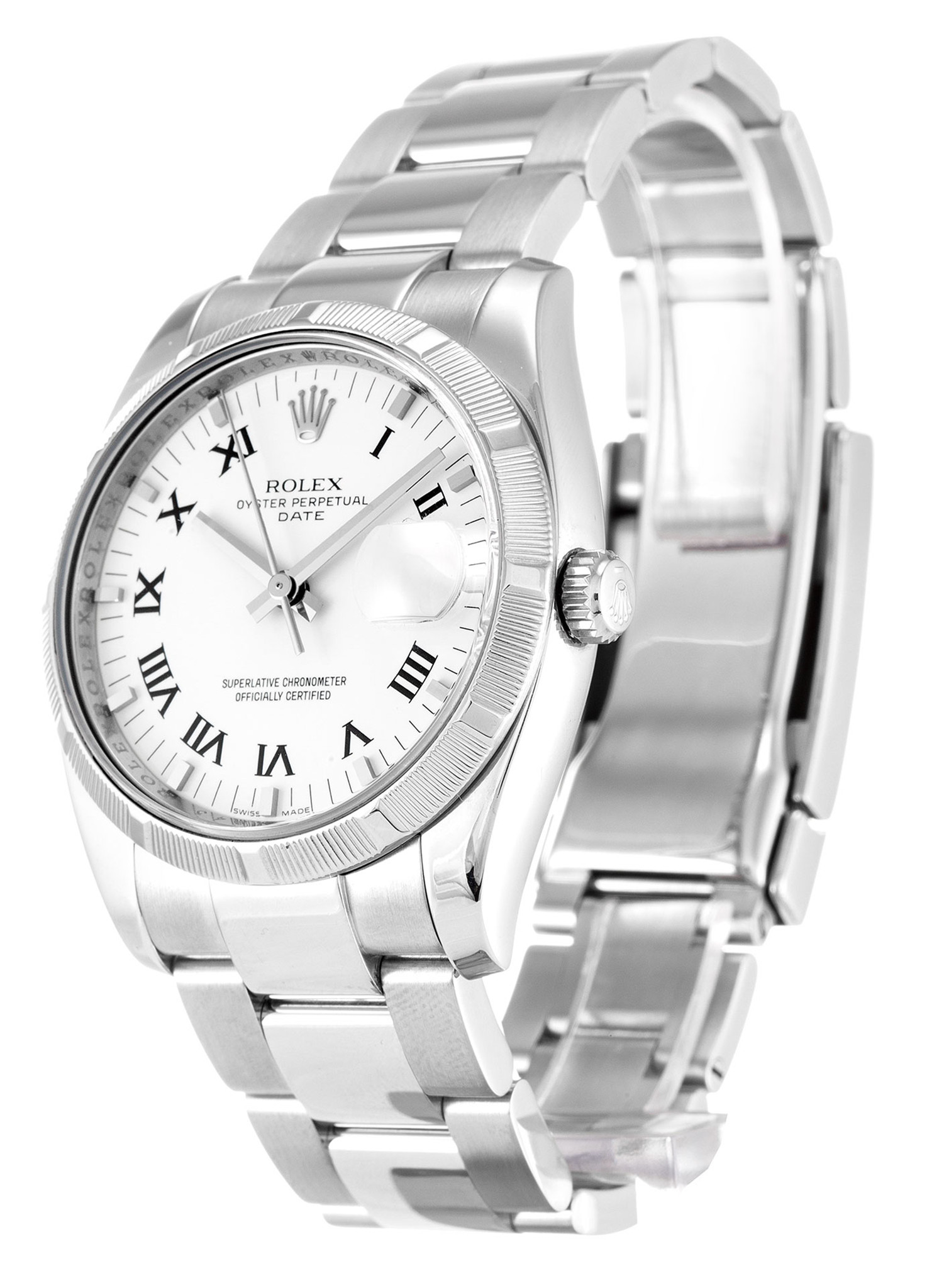 Rolex Oyster Perpetual Date Quadrante bianco Roman Marker 115210 34MM-1