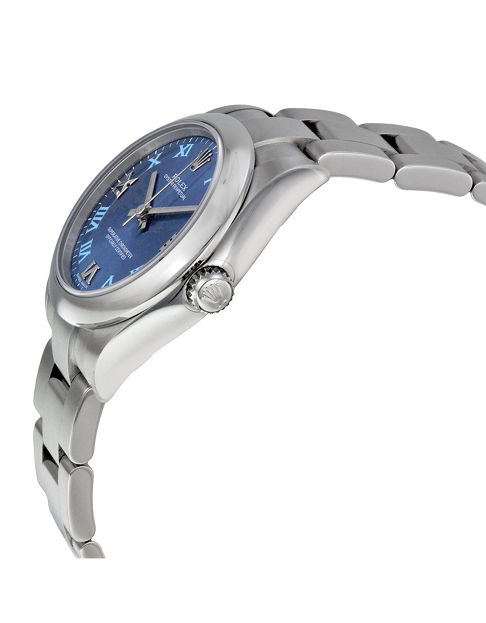 Rolex Oyster Perpetua Blu Perpetuale Bracciale In Acciaio Inossidabile Ladies Orologi Replica 31MM-1