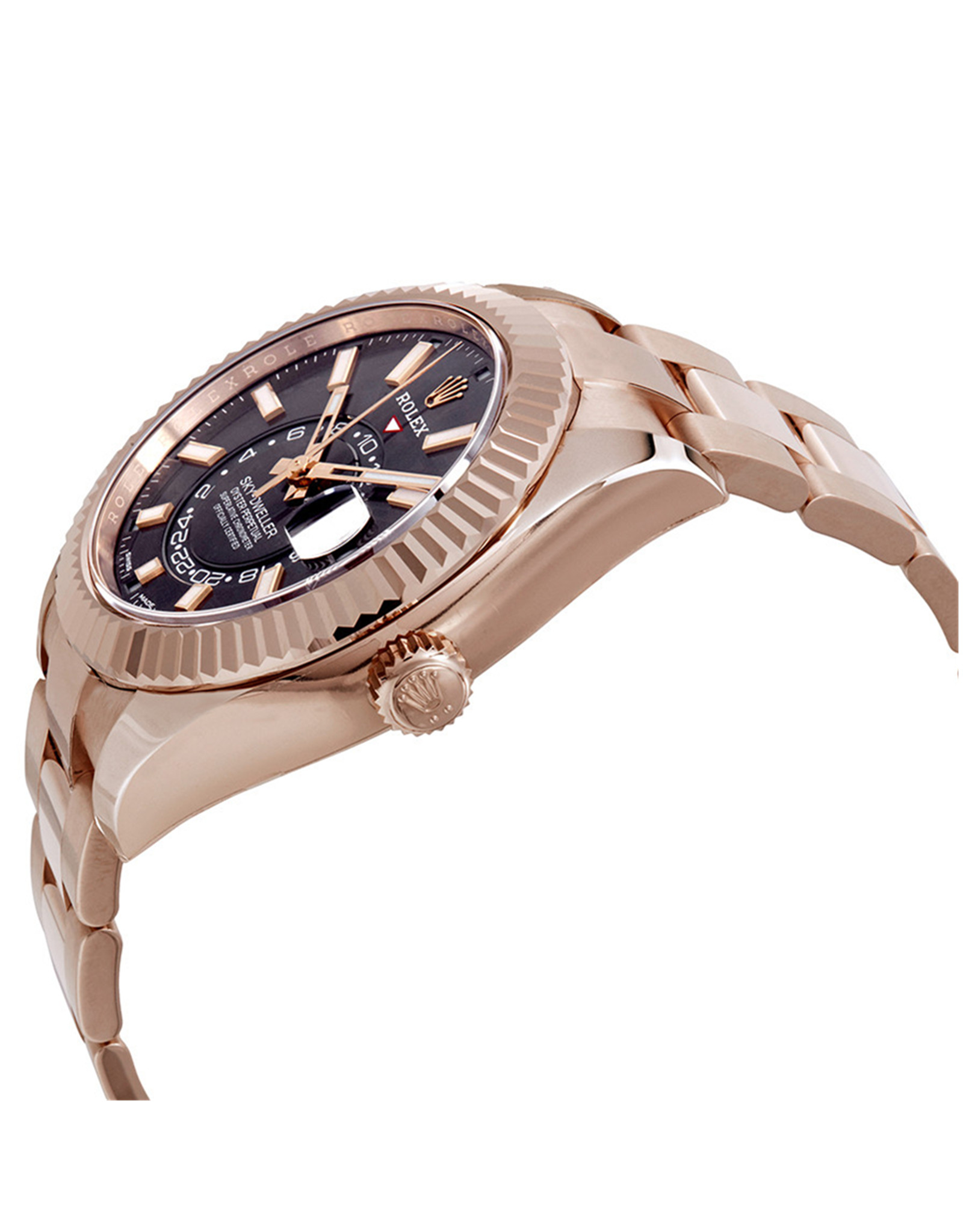 Rolex Sky Dweller Dark Rhodium Dial Diarnatura Da 18Kt Everrose Everrose Oyster Orologi Replica 42 MM-1