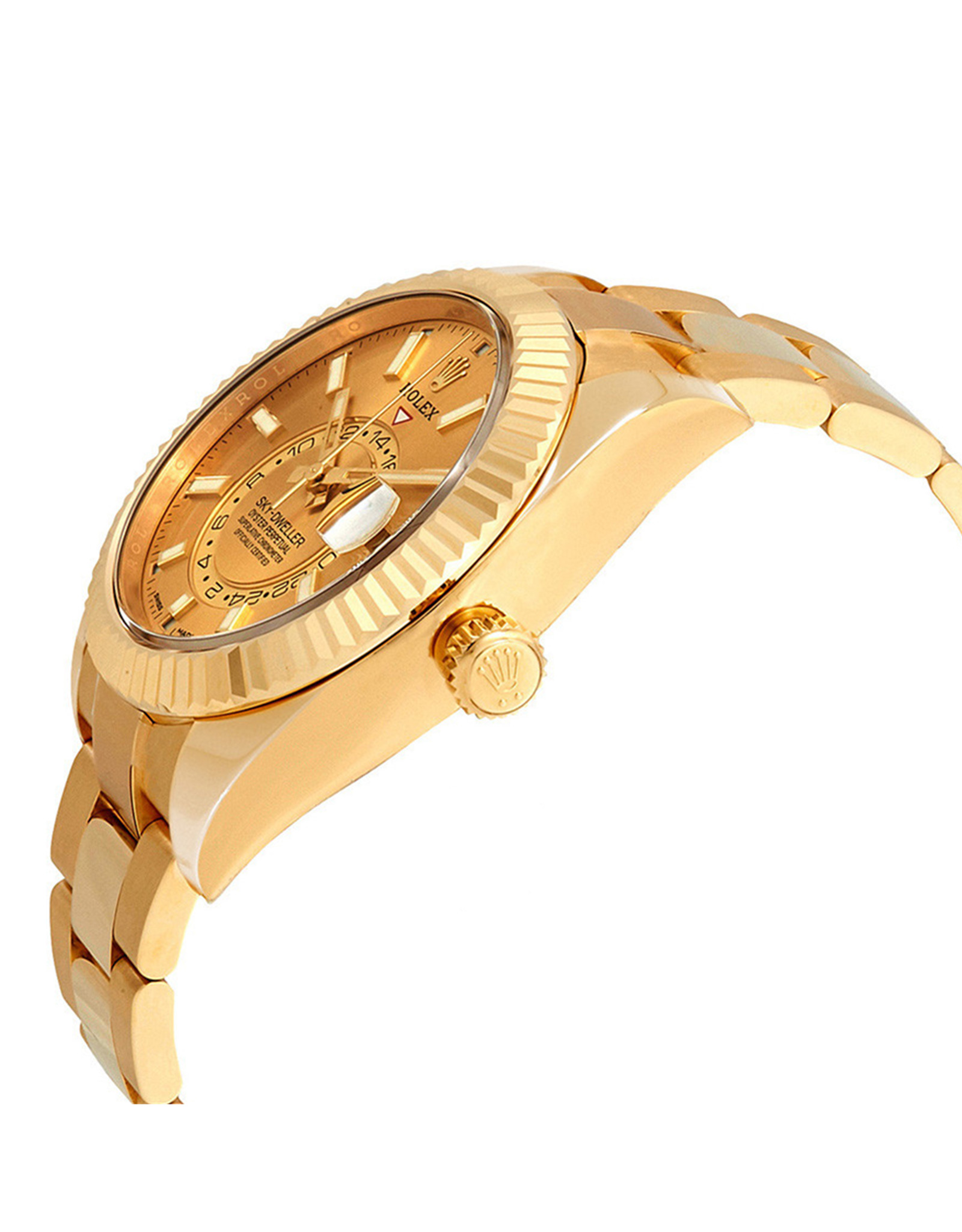 Rolex Sky Dweller Champagne Dial Diario Di Ostriche Oro Giallo Da 18Kt Automatico Da Uomo 42 MM-1