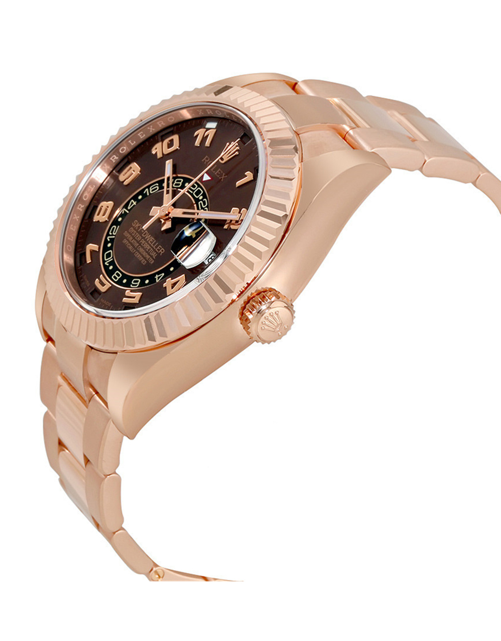 Rolex Sky Dweller Chocolate Dial 18K Everose Gold Oyster Bracciale Automatico Orologi Replica Da Uomo 42 MM-1