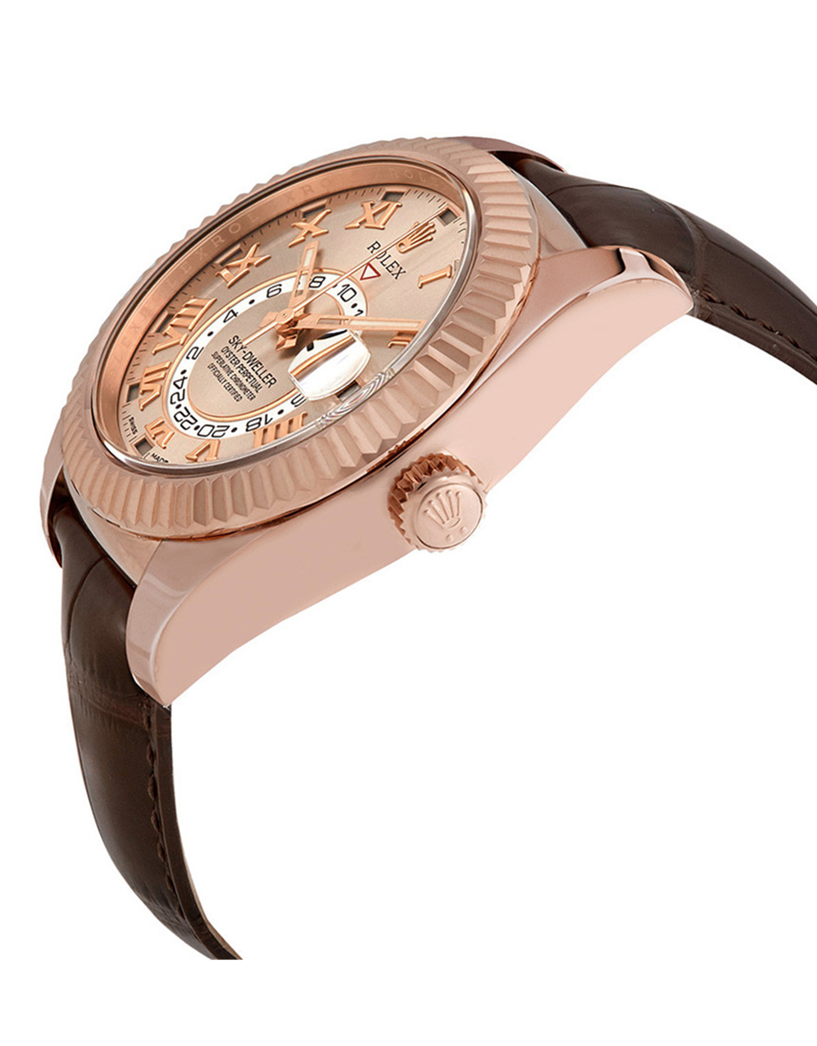 Rolex Sky Dweller Sundust Dial 18K Everose Gold Orologi Replica Da Uomo Automatico 42 MM-1