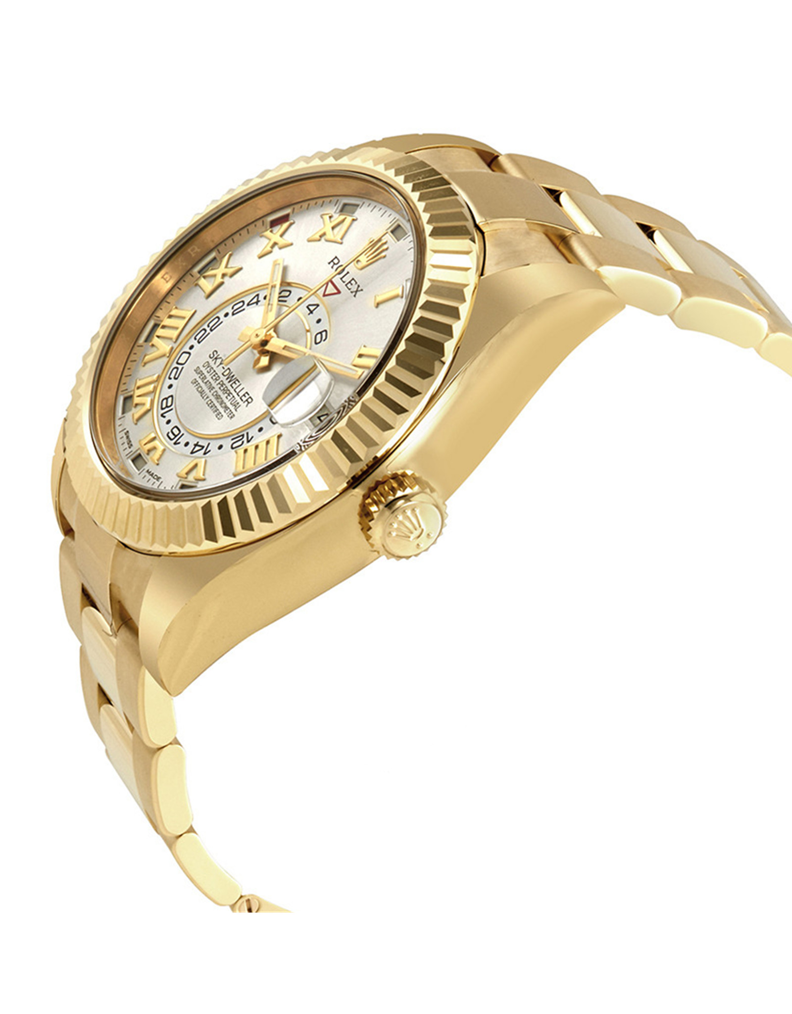 Rolex Sky Dweller Dialtura D'Argento 18Kt Ortrazione Da Uomo Di Ostrica In Oro Giallo 42 MM-1