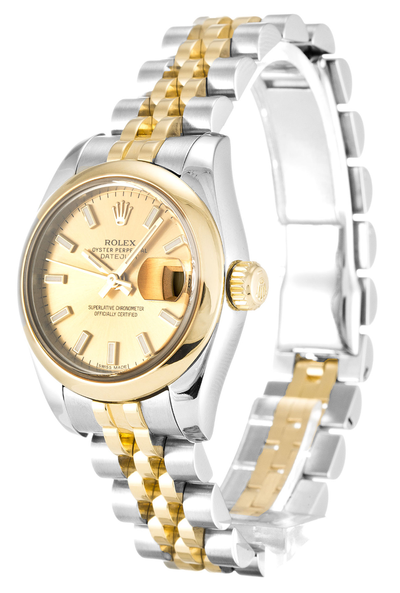 Rolex Datex Jollo Giallo Quadrante Inossidabile Cinghia In Acciaio Lady 179163 26MM-1