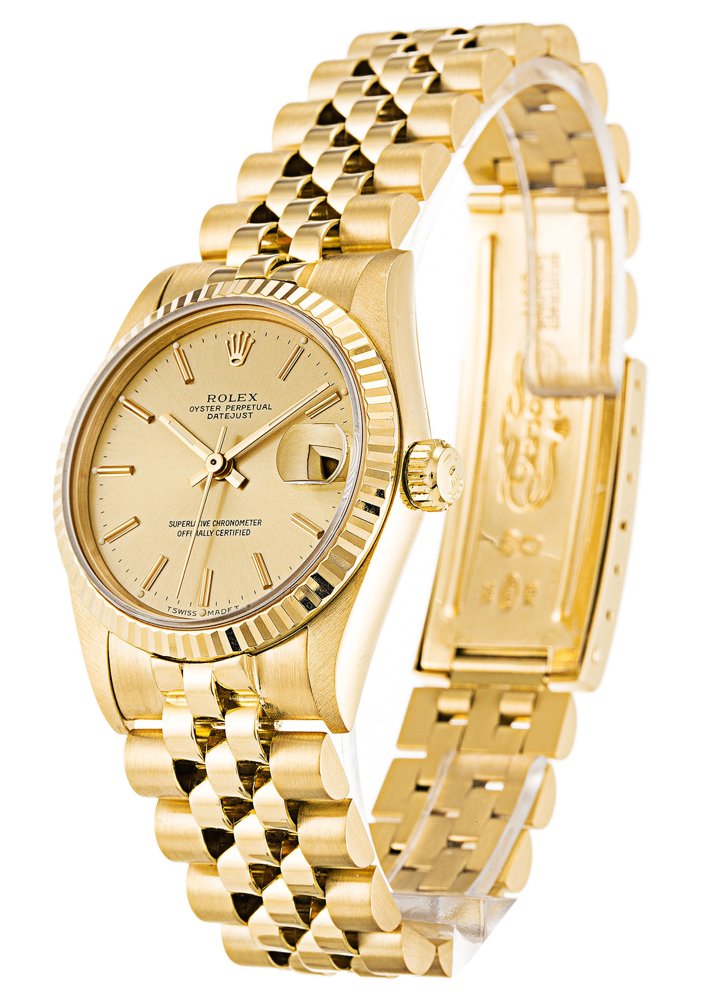 Rolex Dimensione Media Da Data Gialla Oro Giallo Oro Cassa 68278 31MM-1