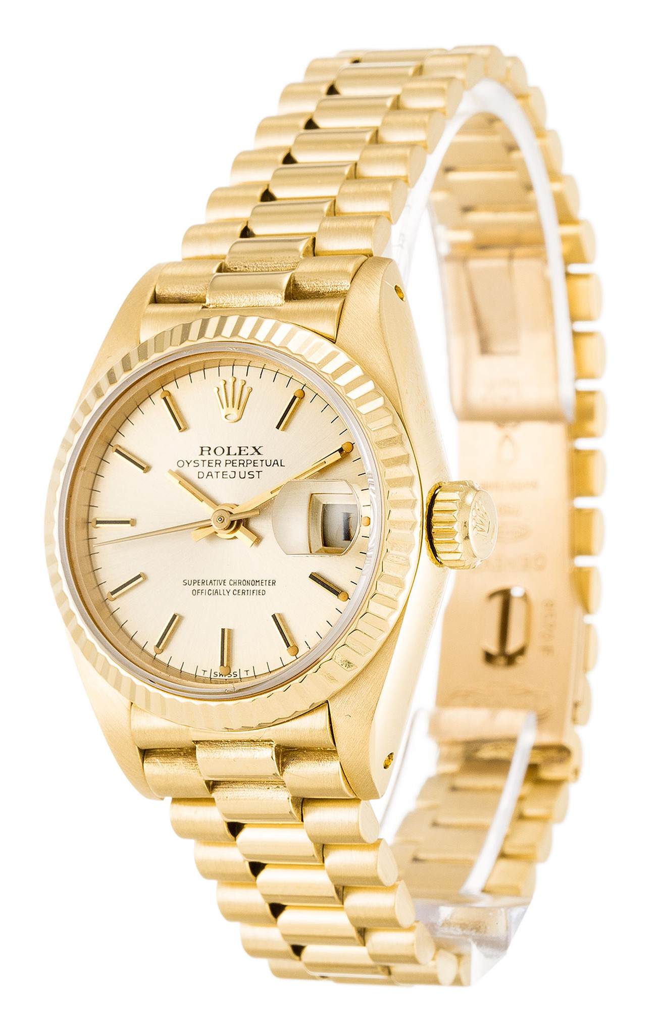 Rolex Datex Jollo Giallo Quadrante Inossidabile Cinghia In Acciaio Lady 69178 26MM-1